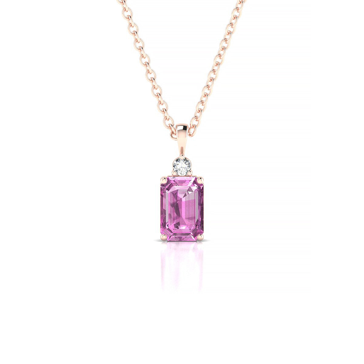 Sparkle | 18k Rose Gold 6 x 4 mm Emerald Pink Sapphire Pendant