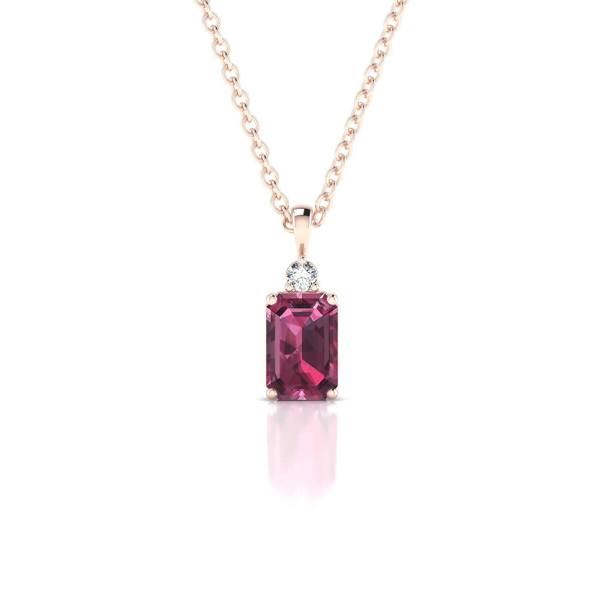 Sparkle | 18k Rose Gold 6 x 4 mm Emerald Rhodolite Pendant