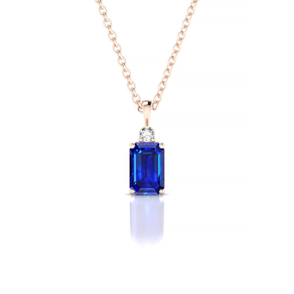 Sparkle | 18k Rose Gold 6 x 4 mm Emerald Sapphire Pendant