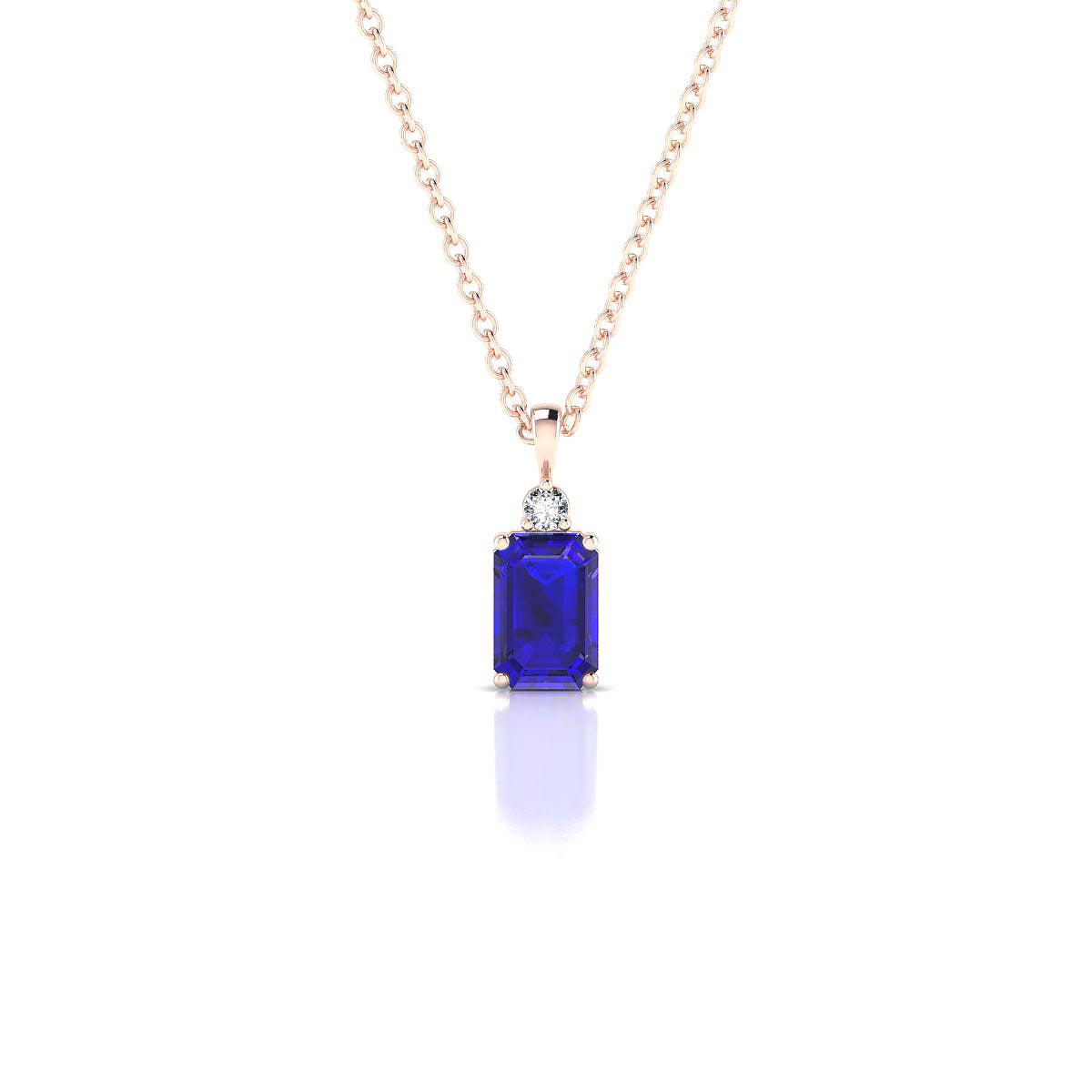 Sparkle | 18k Rose Gold 6 x 4 mm Emerald Tanzanite Pendant