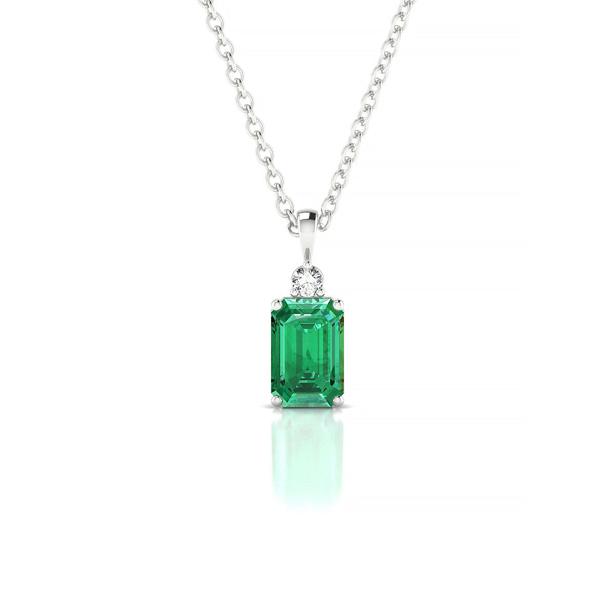 Sparkle | 18k White Gold 6 x 4 mm Emerald Emerald Pendant
