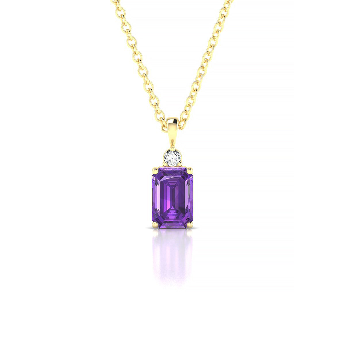 Sparkle | 18k Yellow Gold 6 x 4 mm Emerald Amethyst Pendant
