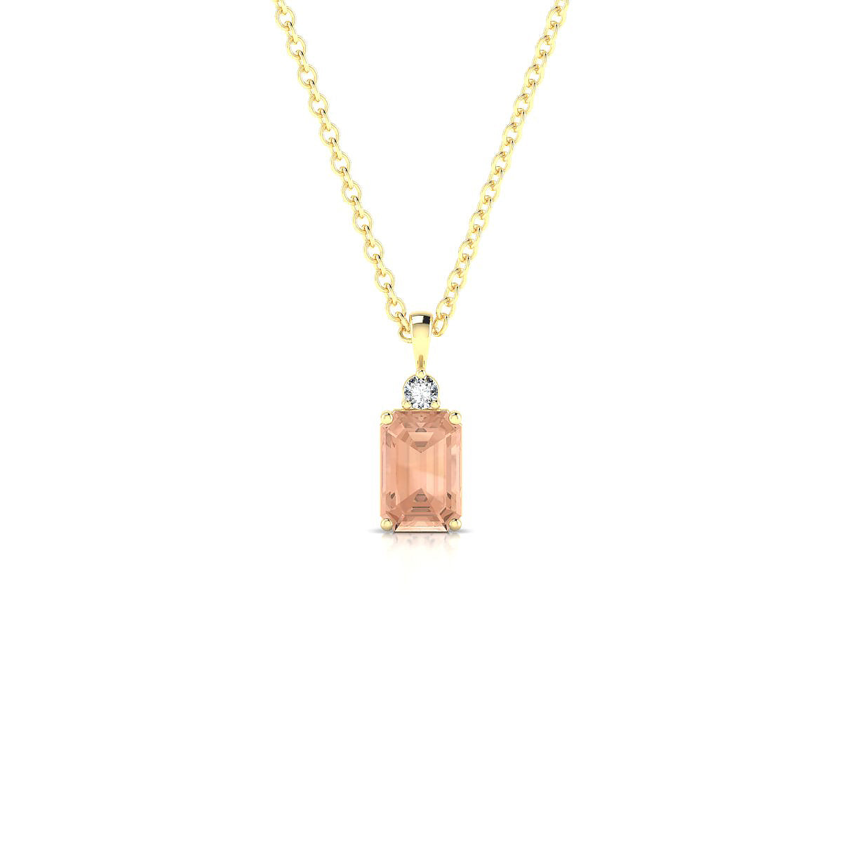 Sparkle | 18k Yellow Gold 6 x 4 mm Emerald Morganite Pendant