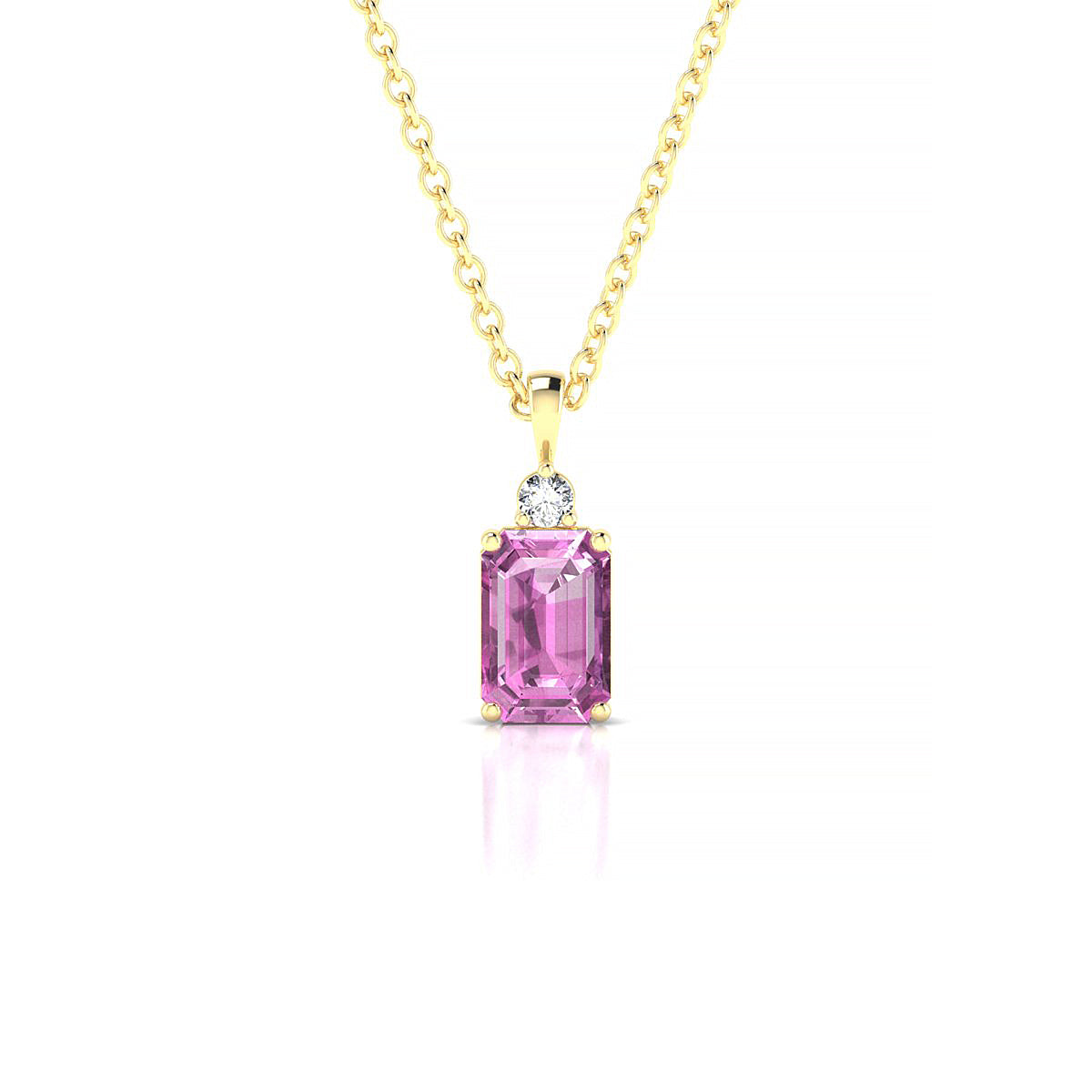 Sparkle | 18k Yellow Gold 6 x 4 mm Emerald Pink Sapphire Pendant