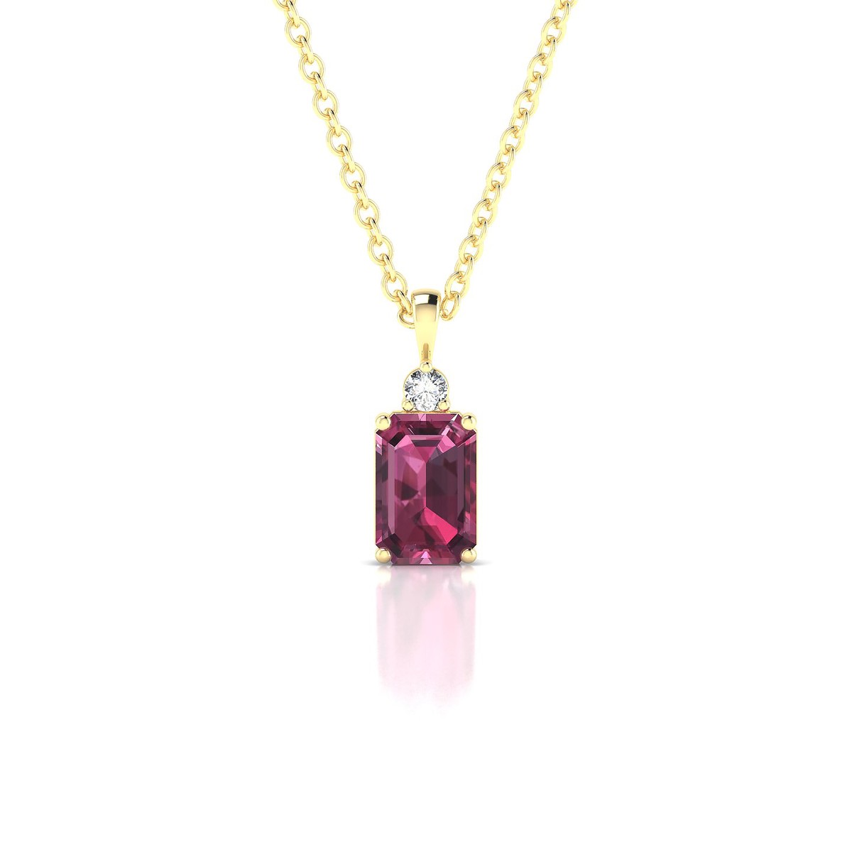 Sparkle | 18k Yellow Gold 6 x 4 mm Emerald Rhodolite Pendant