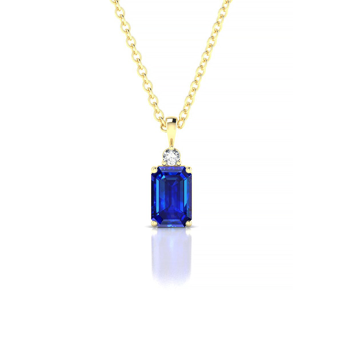 Sparkle | 18k Yellow Gold 6 x 4 mm Emerald Sapphire Pendant
