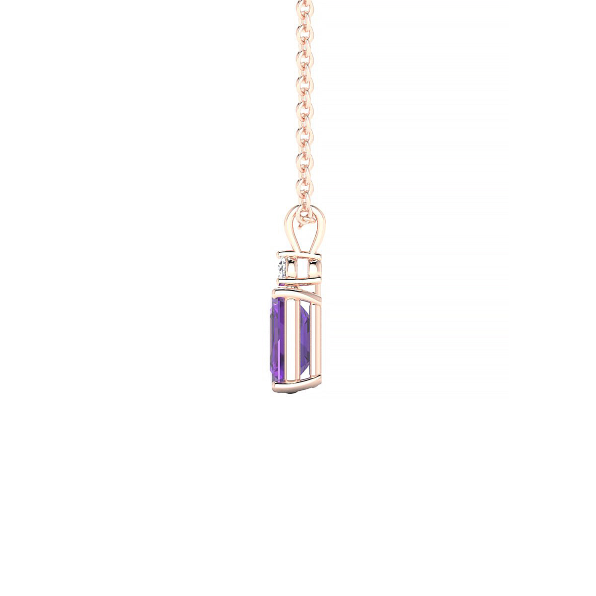 Sparkle | 18k Rose Gold 6 x 4 mm Emerald Amethyst Pendant