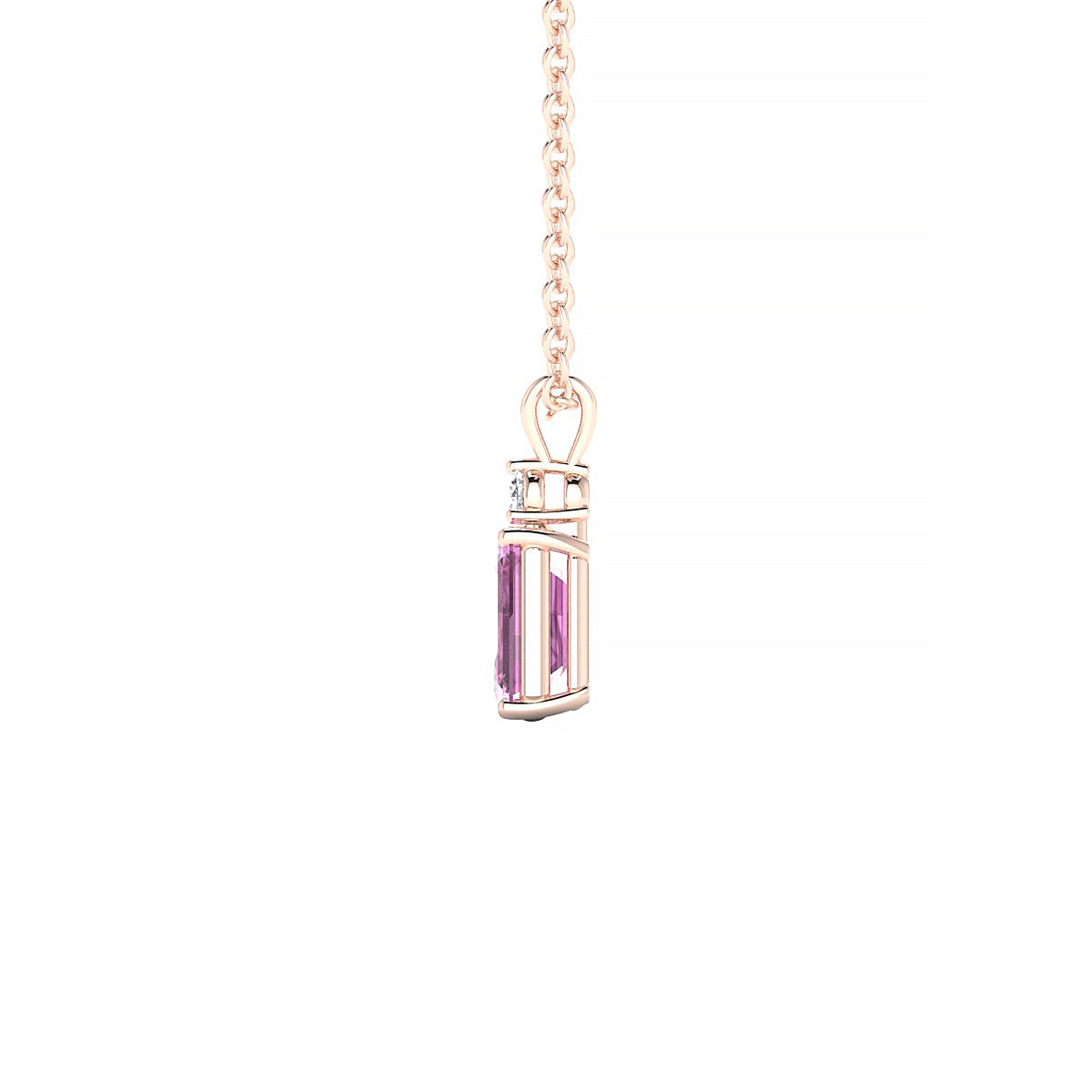 Sparkle | 18k Rose Gold 6 x 4 mm Emerald Pink Sapphire Pendant