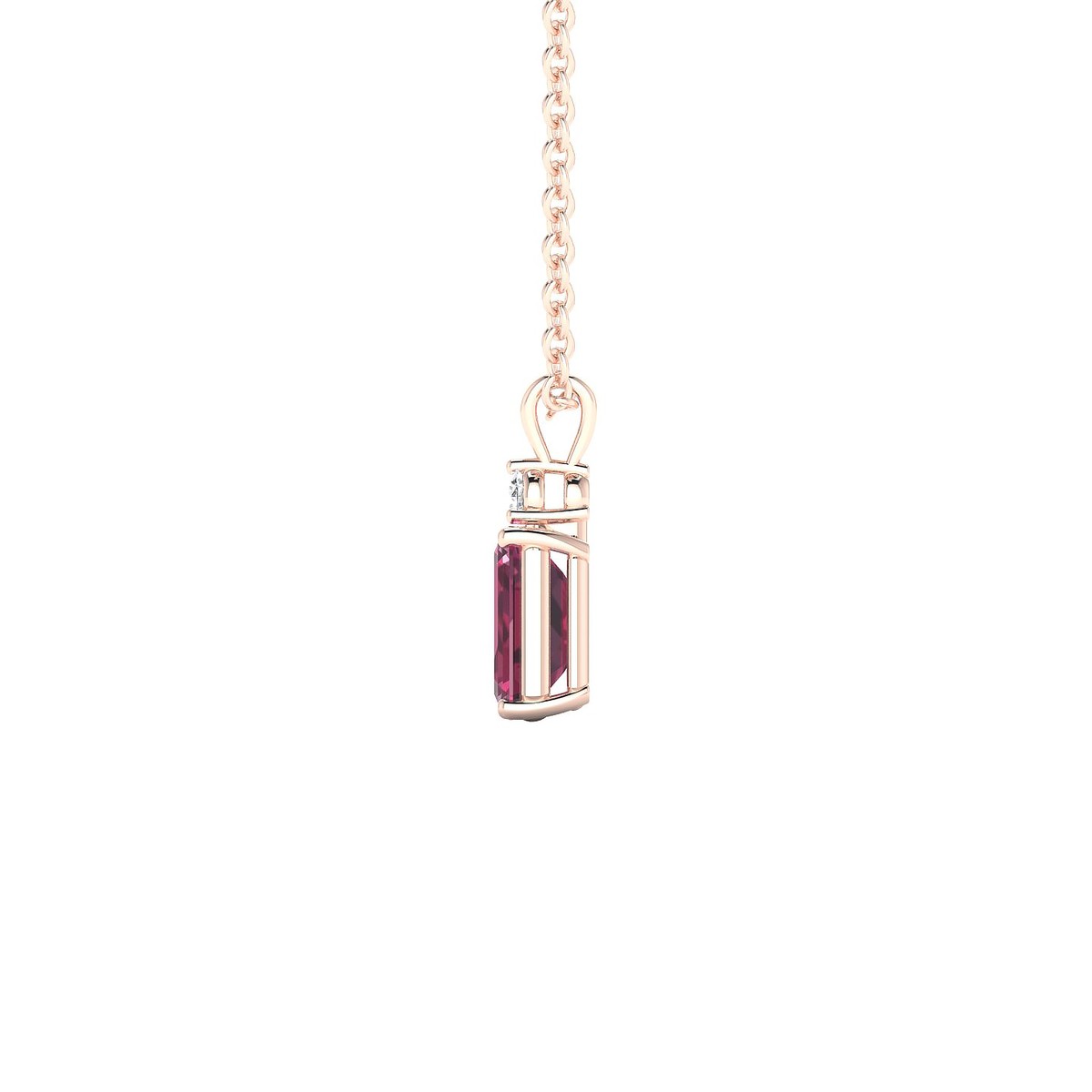 Sparkle | 18k Rose Gold 6 x 4 mm Emerald Rhodolite Pendant
