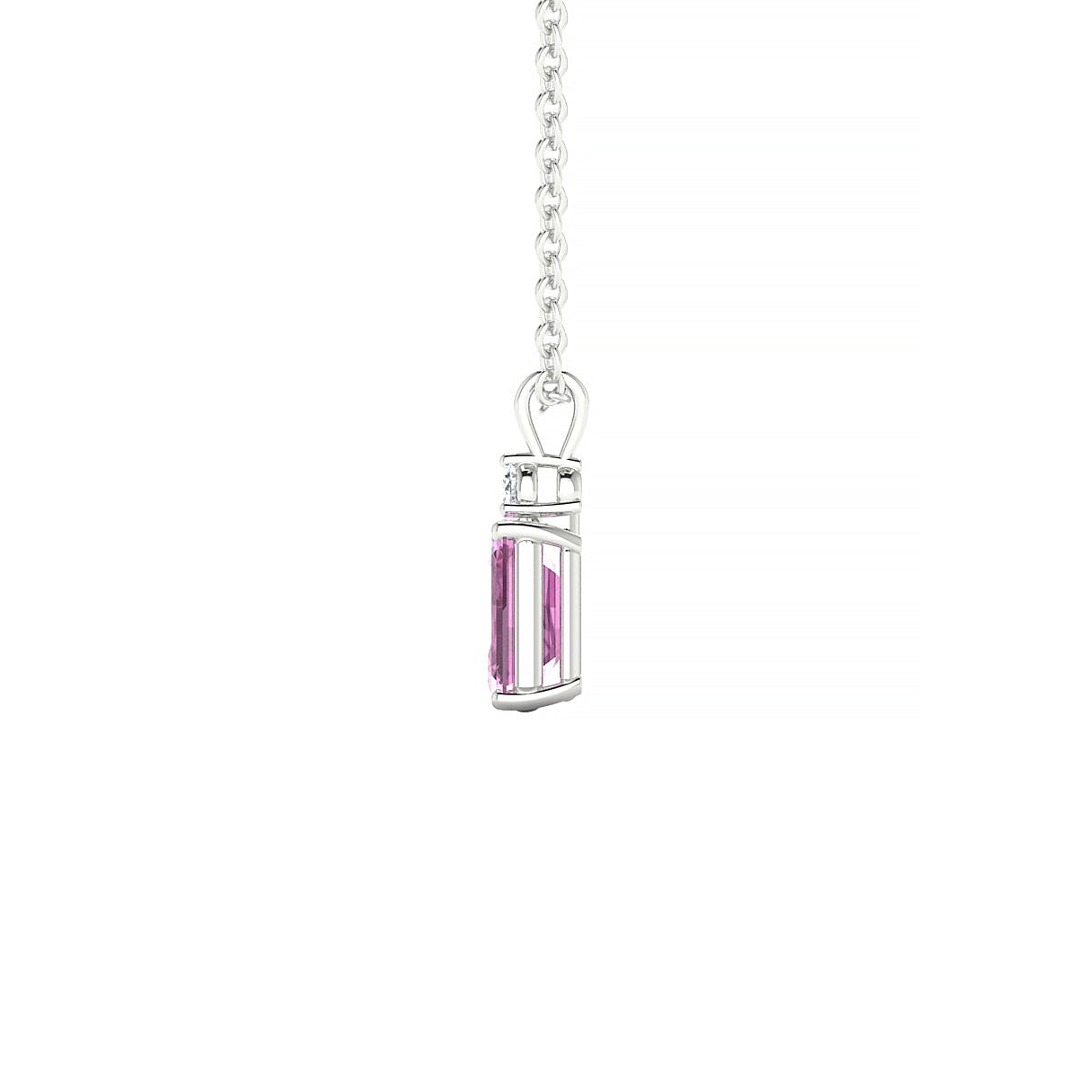 Sparkle | 18k White Gold 6 x 4 mm Emerald Pink Sapphire Pendant