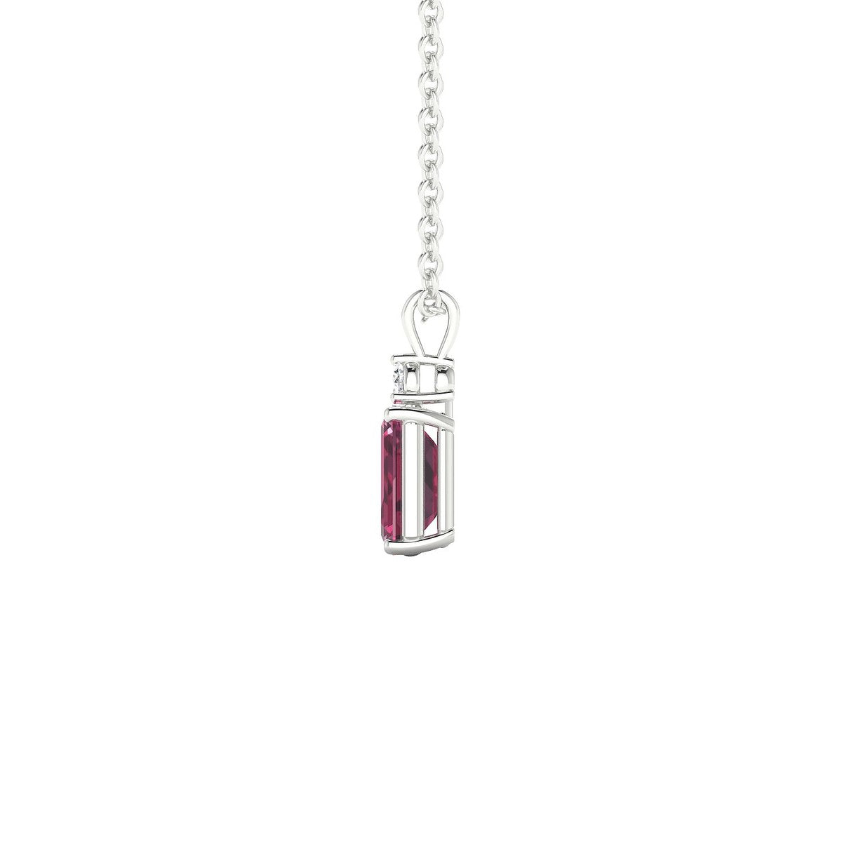 Sparkle | 18k White Gold 6 x 4 mm Emerald Rhodolite Pendant