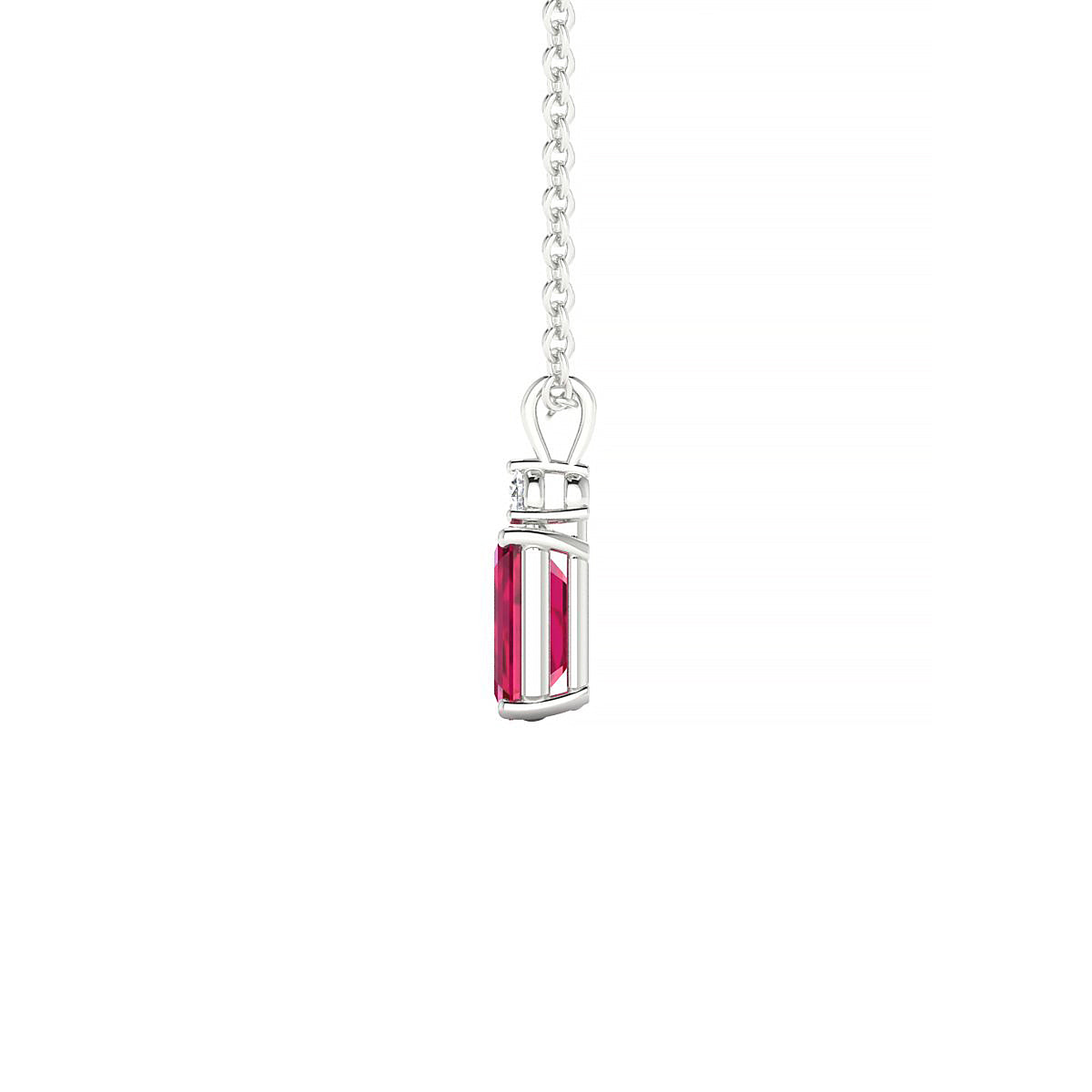 Sparkle | 18k White Gold 6 x 4 mm Emerald Ruby Pendant