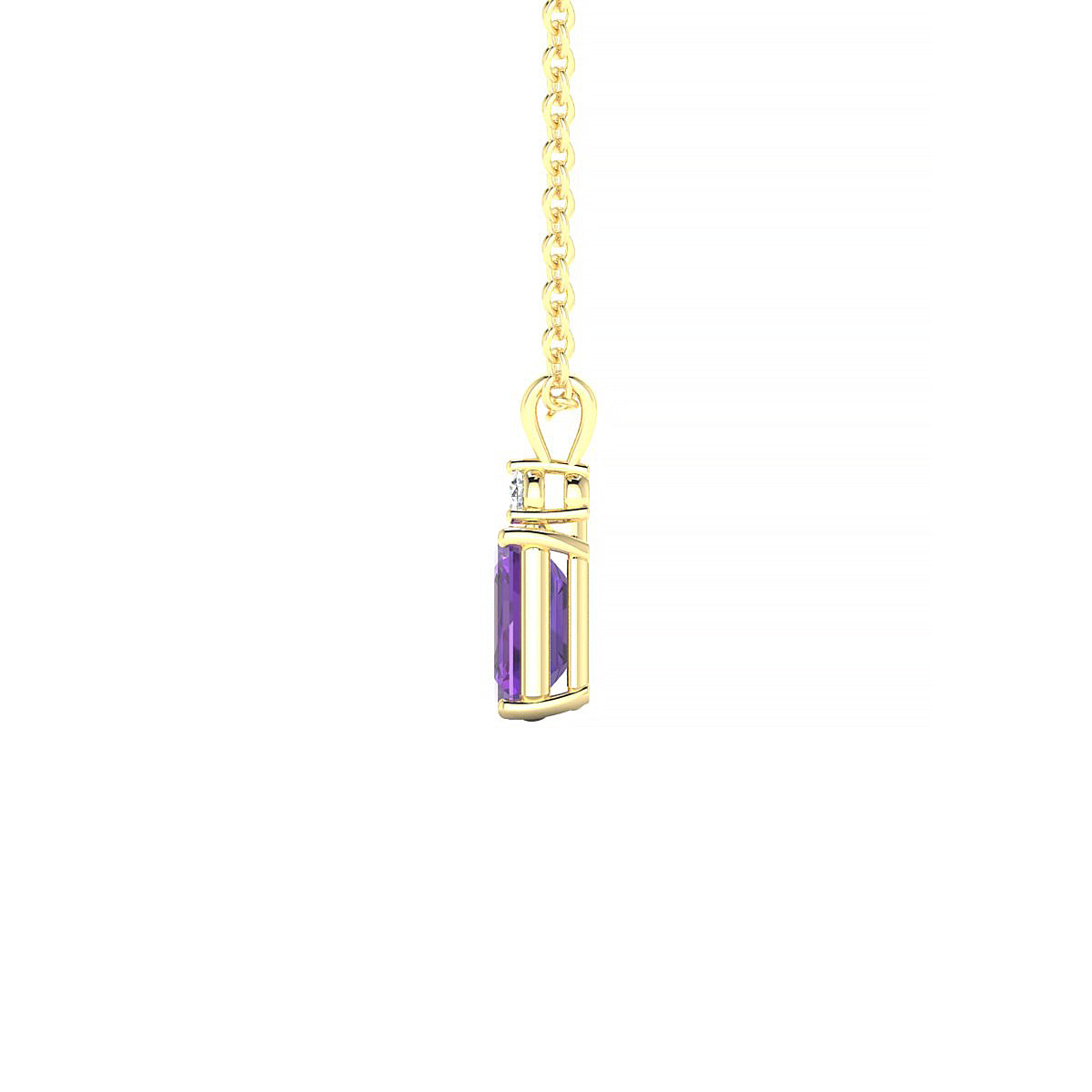 Sparkle | 18k Yellow Gold 6 x 4 mm Emerald Amethyst Pendant