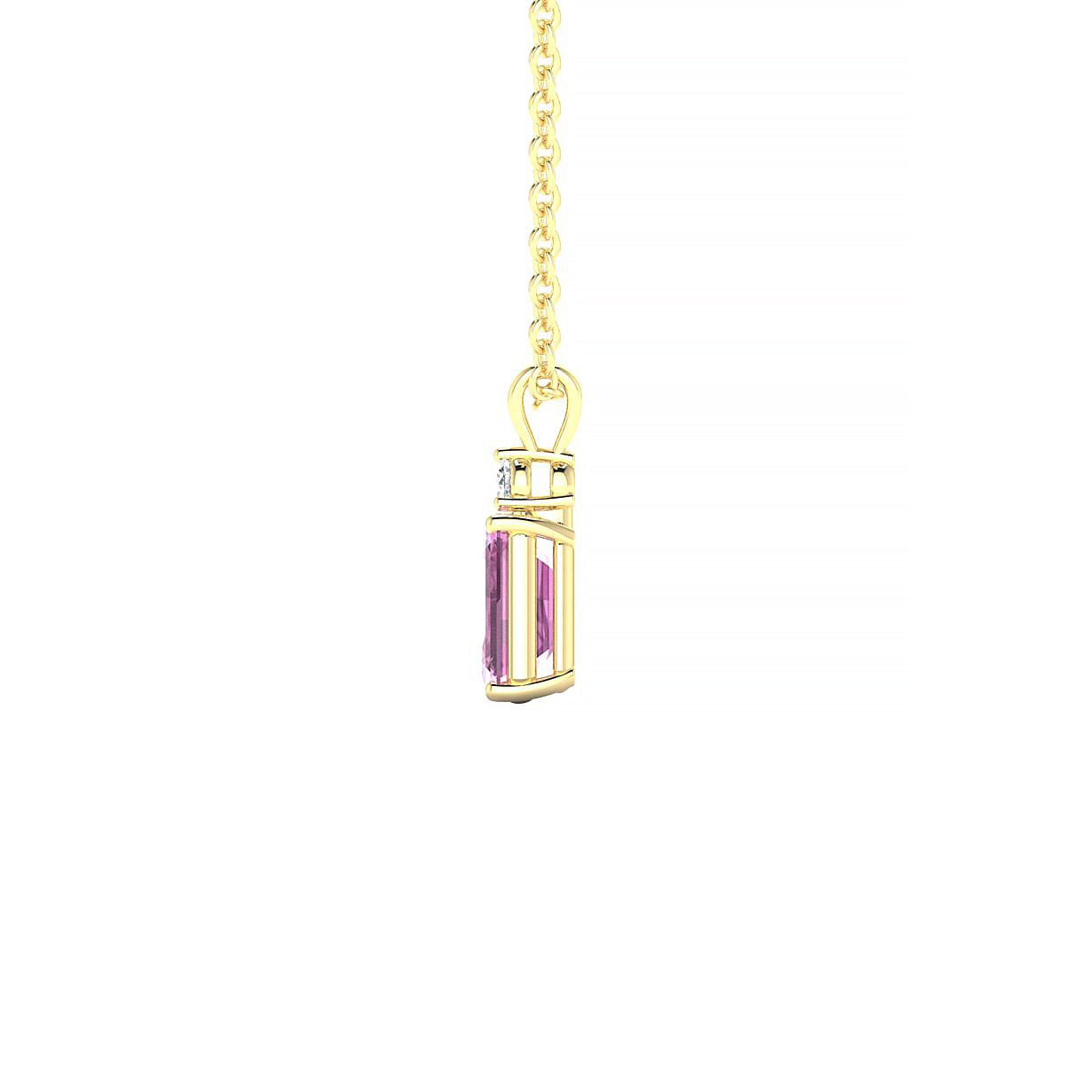 Sparkle | 18k Yellow Gold 6 x 4 mm Emerald Pink Sapphire Pendant