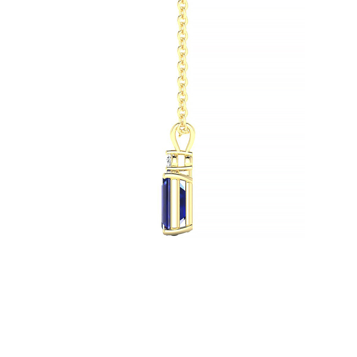 Sparkle | 18k Yellow Gold 6 x 4 mm Emerald Sapphire Pendant