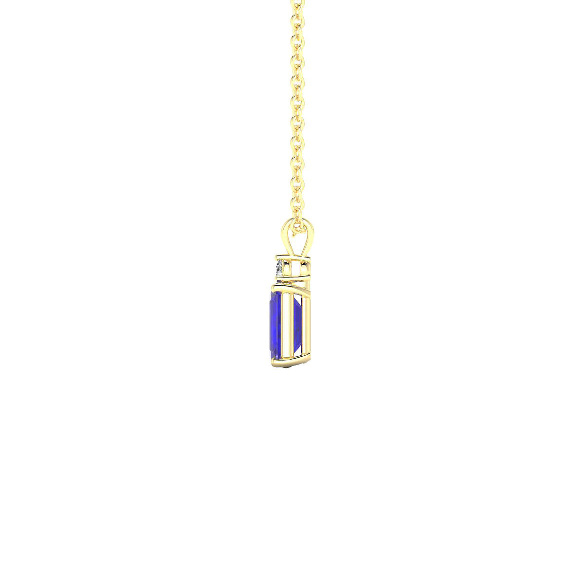 Sparkle | 18k Yellow Gold 6 x 4 mm Emerald Tanzanite Pendant