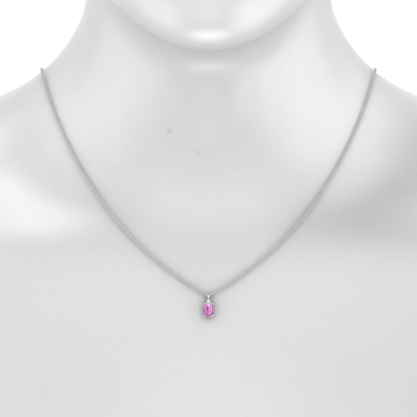 Sparkle | 18k White Gold 6 x 4 mm Emerald Pink Sapphire Pendant