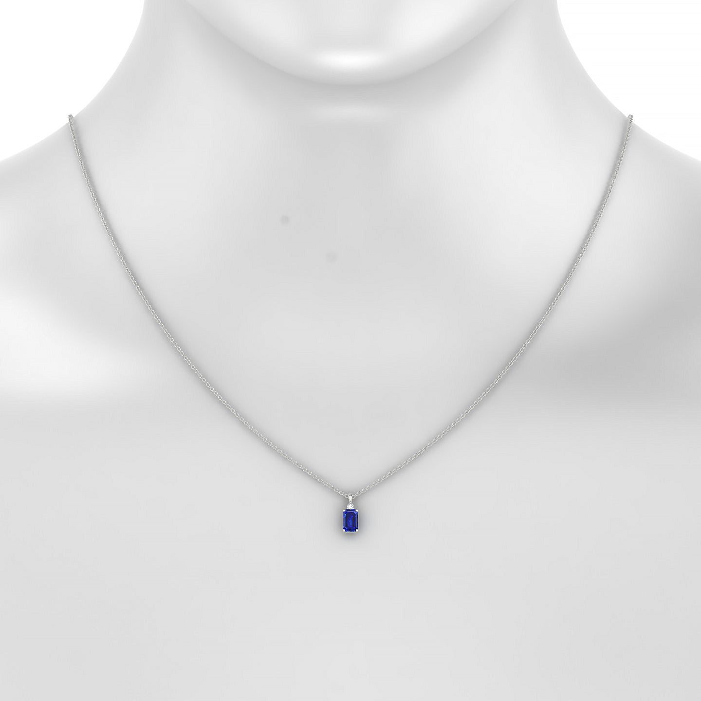 Sparkle | 18k White Gold 6 x 4 mm Emerald Sapphire Pendant