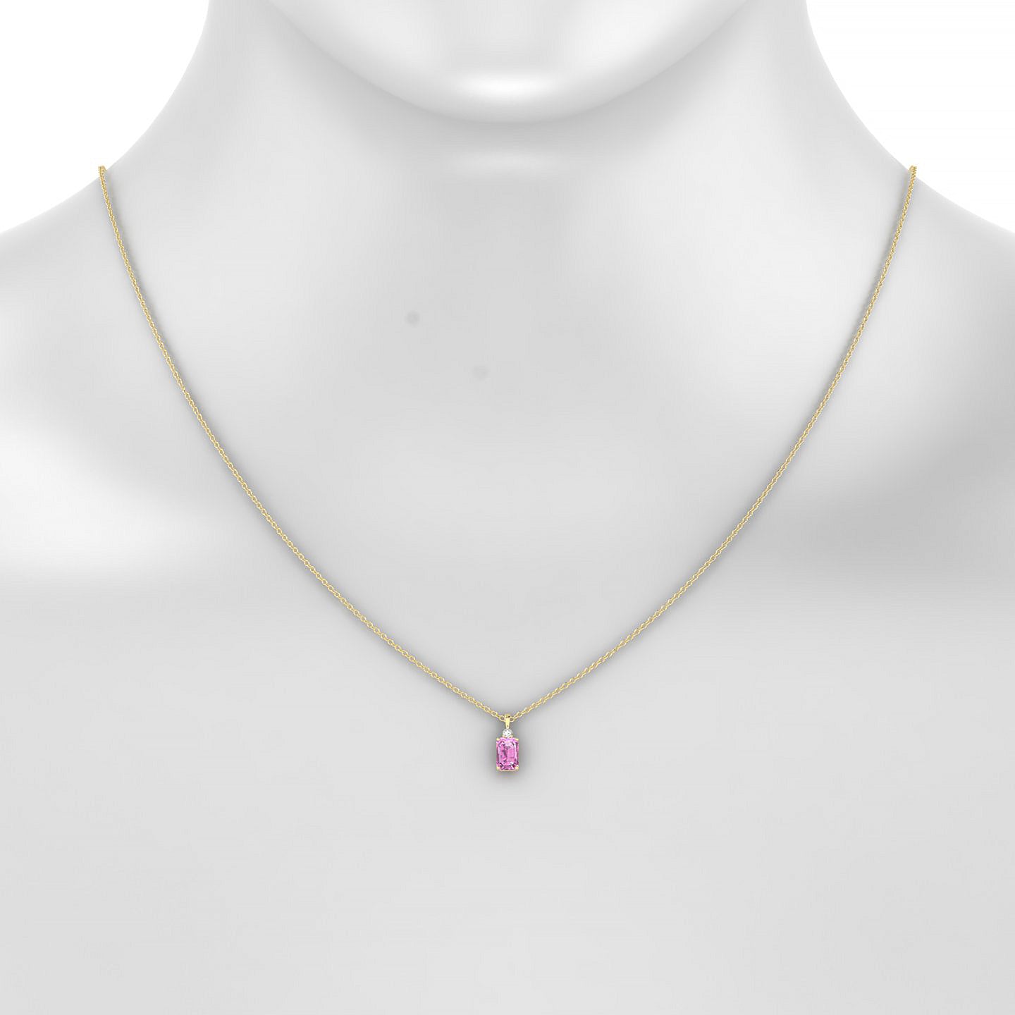 Sparkle | 18k Yellow Gold 6 x 4 mm Emerald Pink Sapphire Pendant