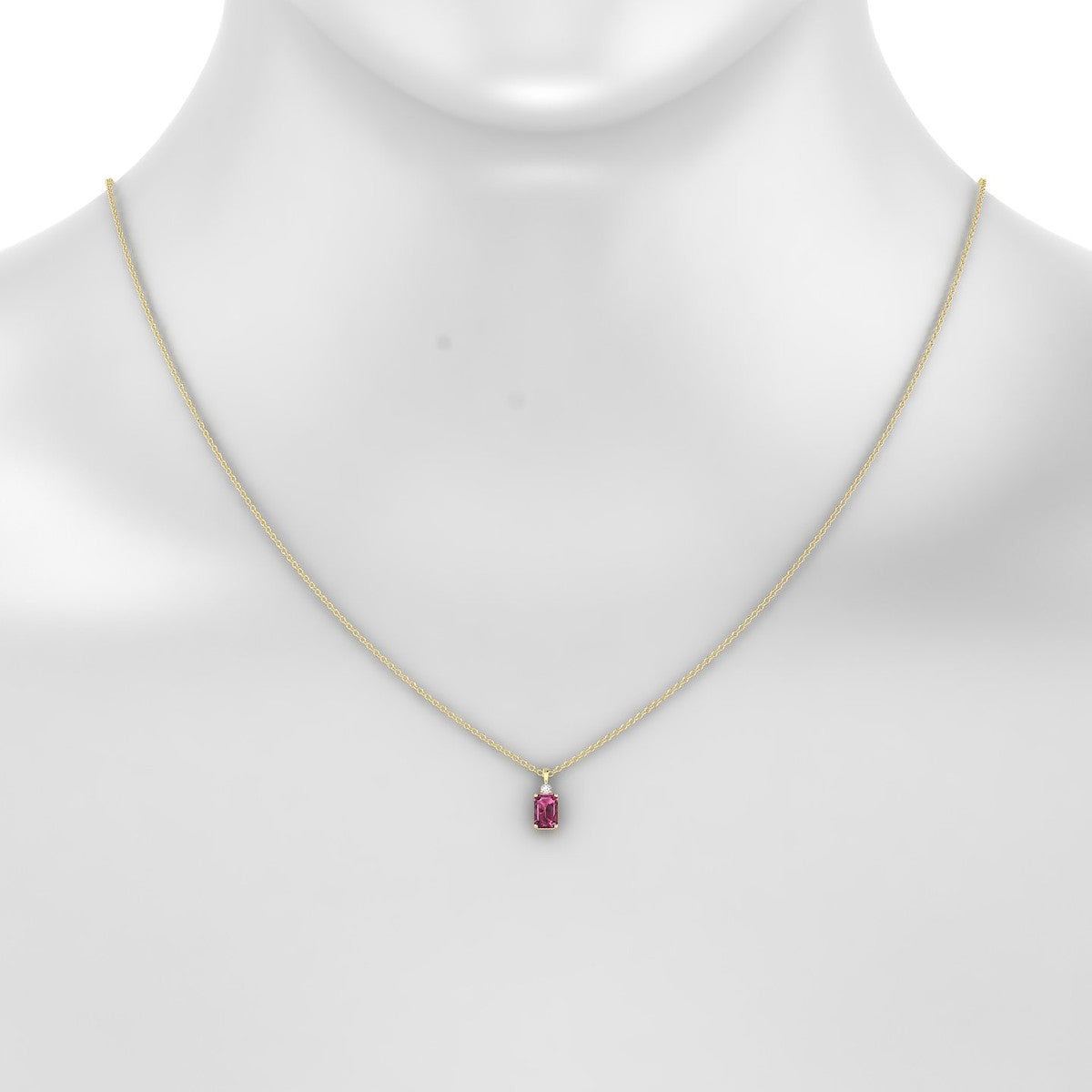Sparkle | 18k Yellow Gold 6 x 4 mm Emerald Rhodolite Pendant