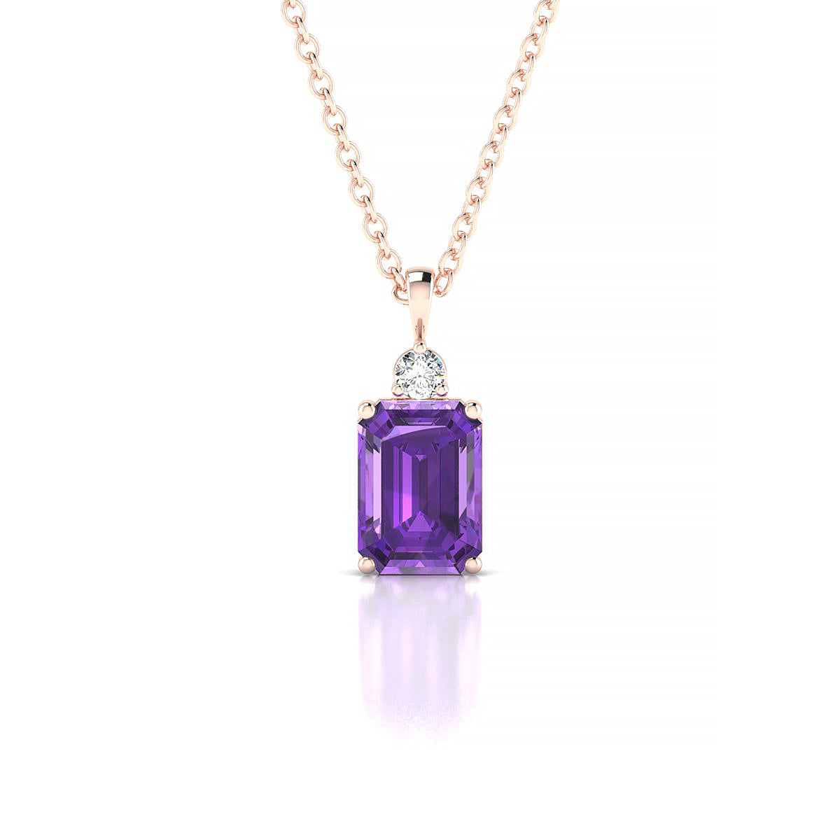 Sparkle | 18k Rose Gold 7 x 5 mm Emerald Amethyst Pendant