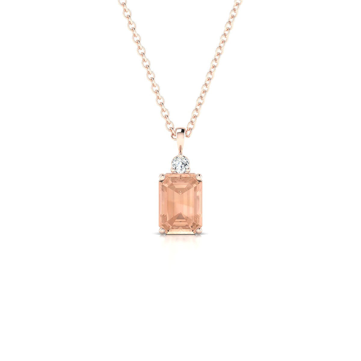 Sparkle | 18k Rose Gold 7 x 5 mm Emerald Morganite Pendant
