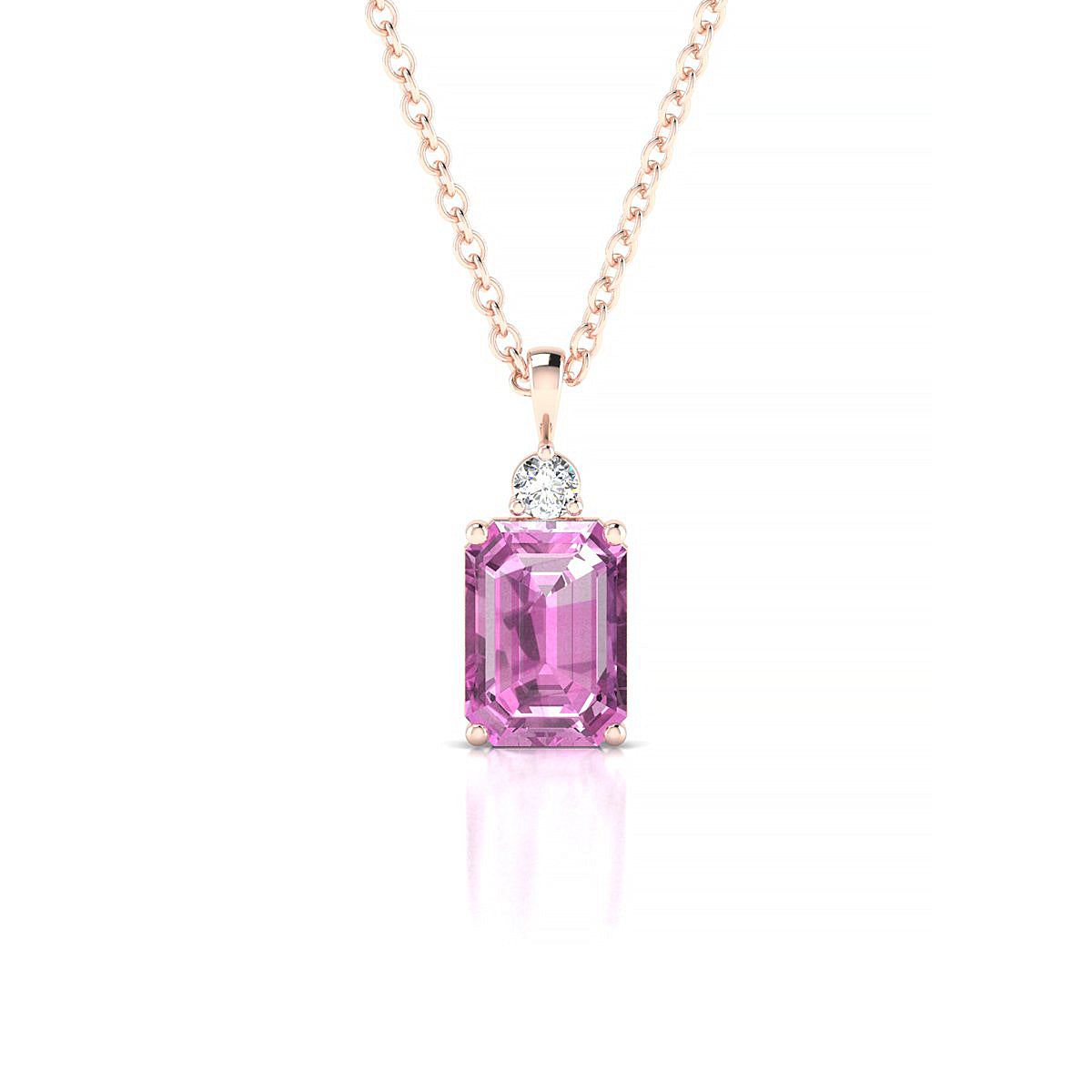 Sparkle | 18k Rose Gold 7 x 5 mm Emerald Pink Sapphire Pendant
