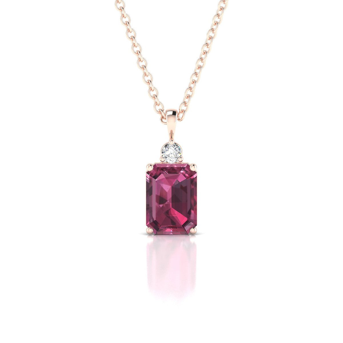Sparkle | 18k Rose Gold 7 x 5 mm Emerald Rhodolite Pendant