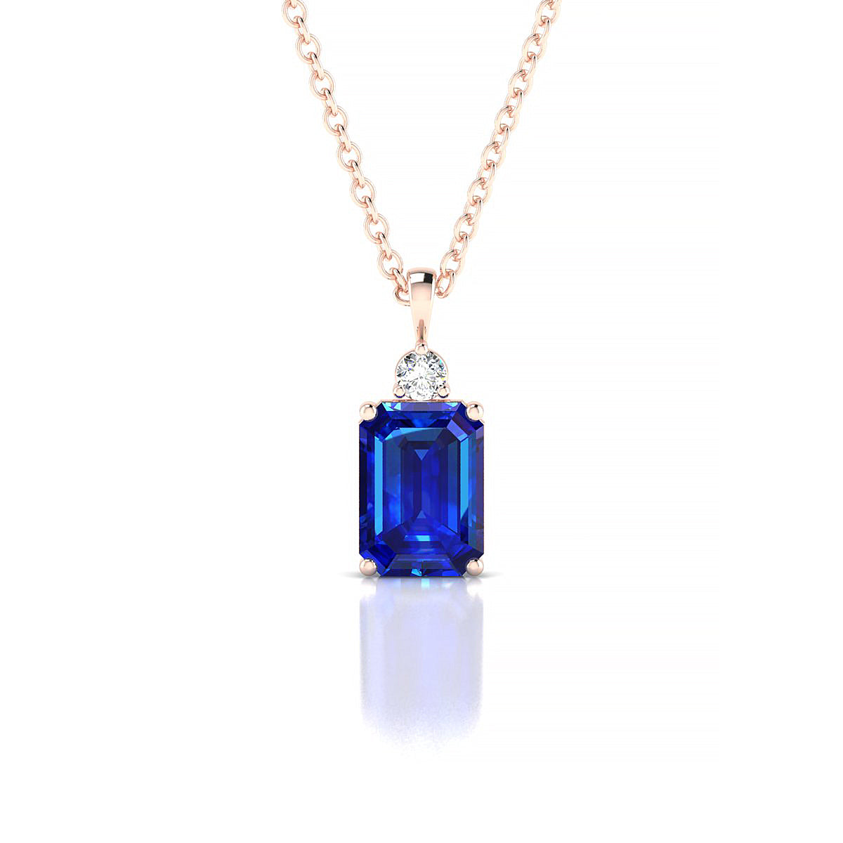 Sparkle | 18k Rose Gold 7 x 5 mm Emerald Sapphire Pendant