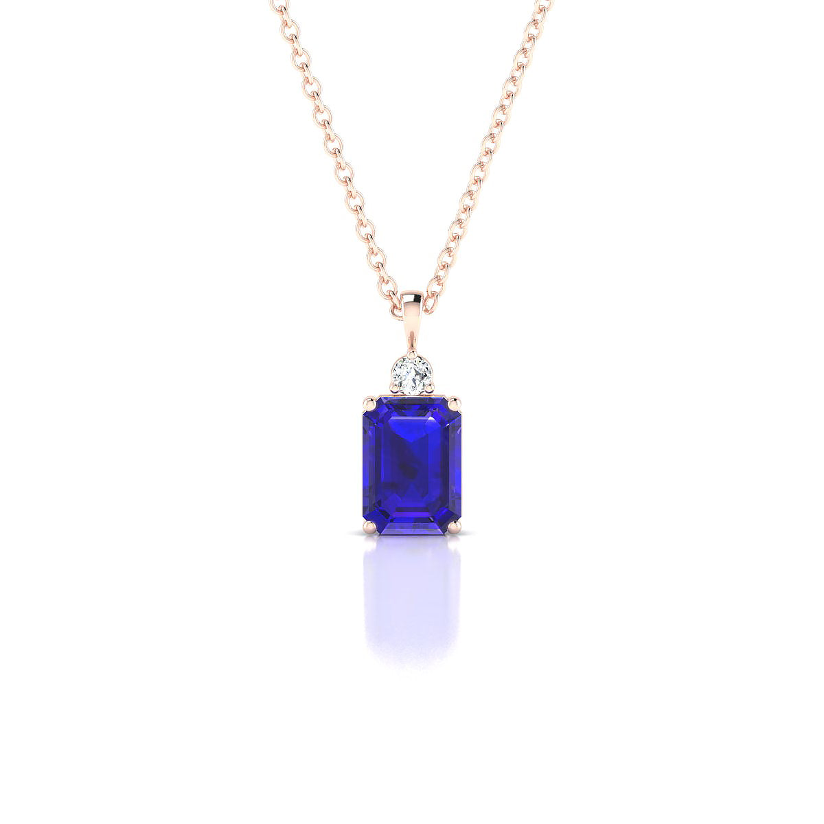 Sparkle | 18k Rose Gold 7 x 5 mm Emerald Tanzanite Pendant