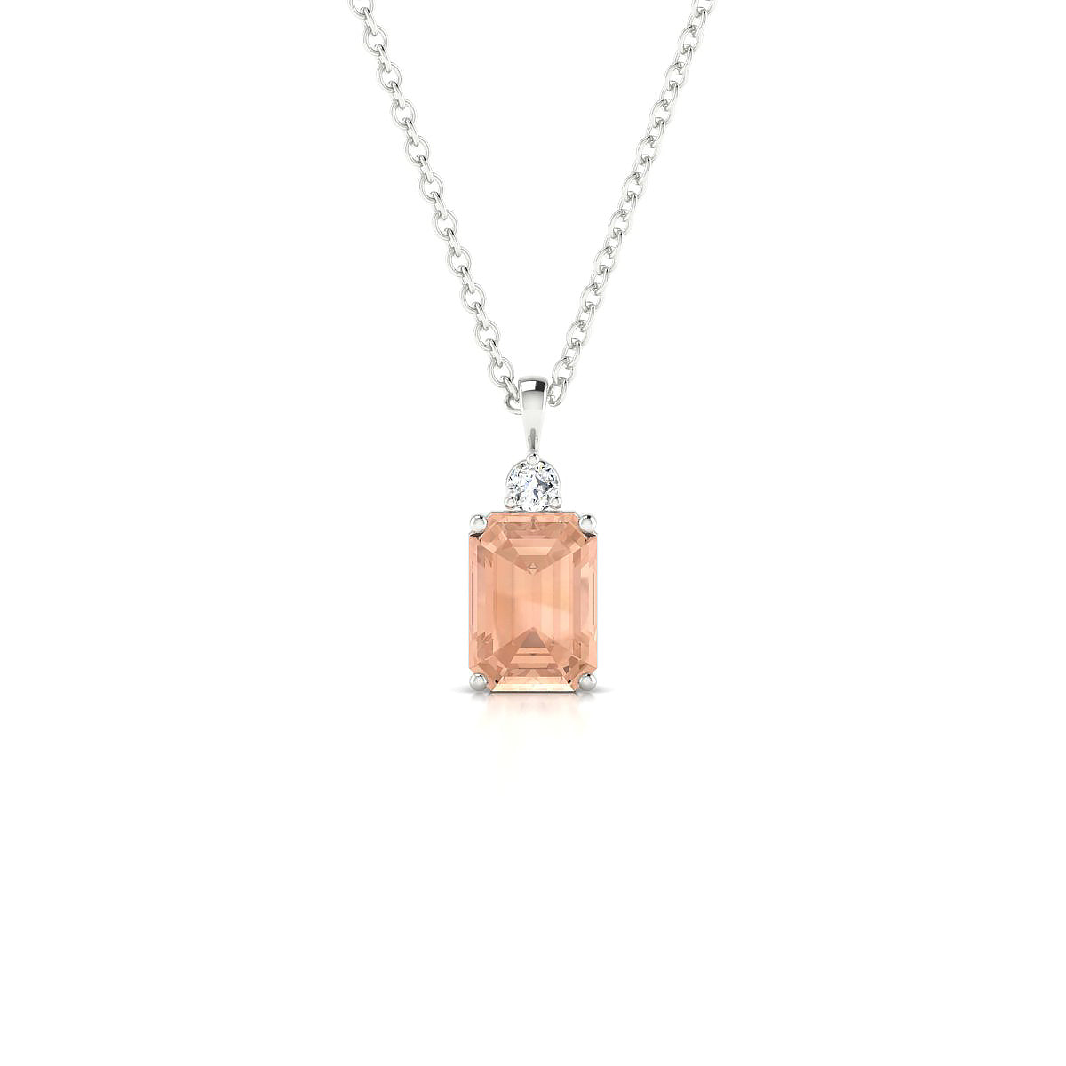 Sparkle | 18k White Gold 7 x 5 mm Emerald Morganite Pendant