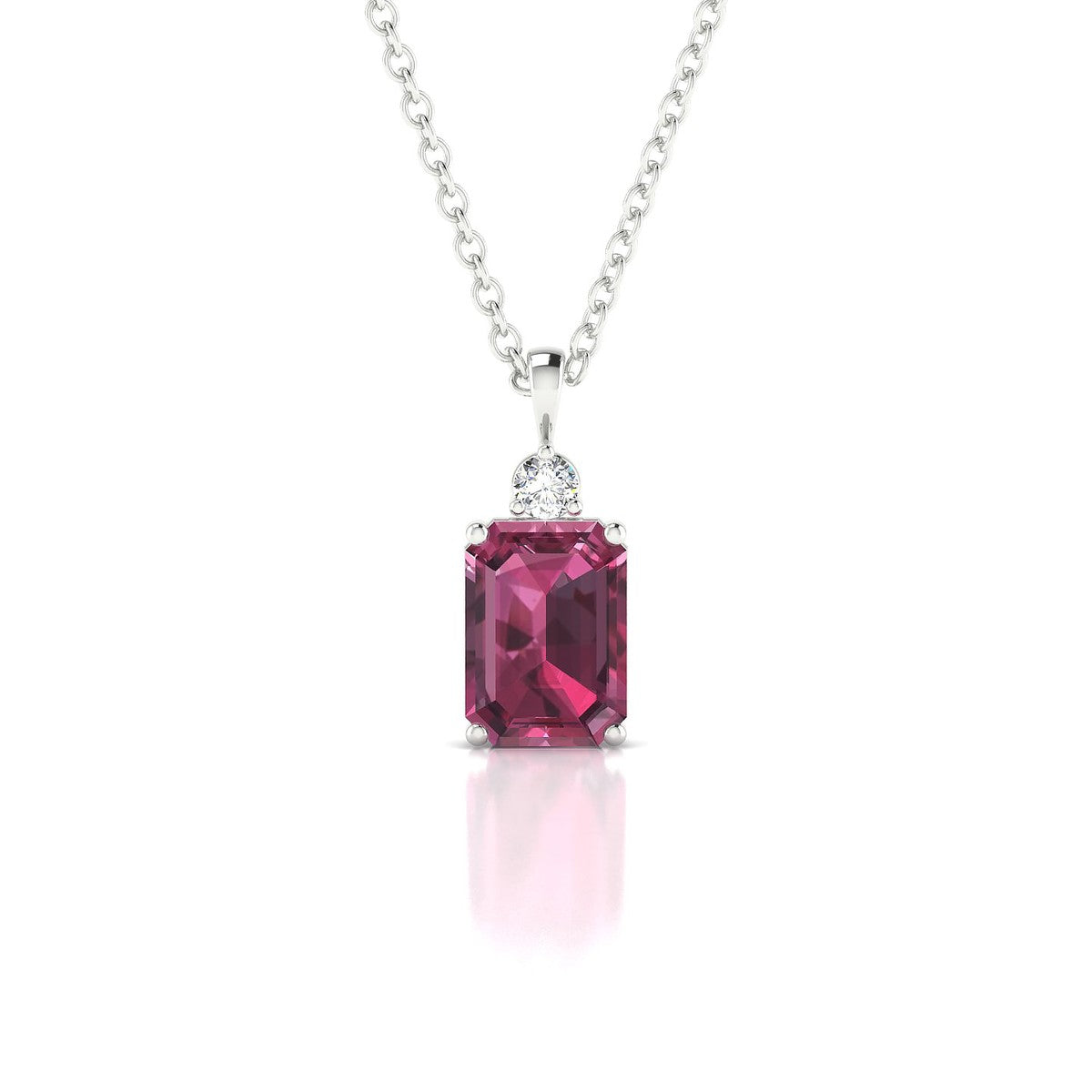 Sparkle | 18k White Gold 7 x 5 mm Emerald Rhodolite Pendant