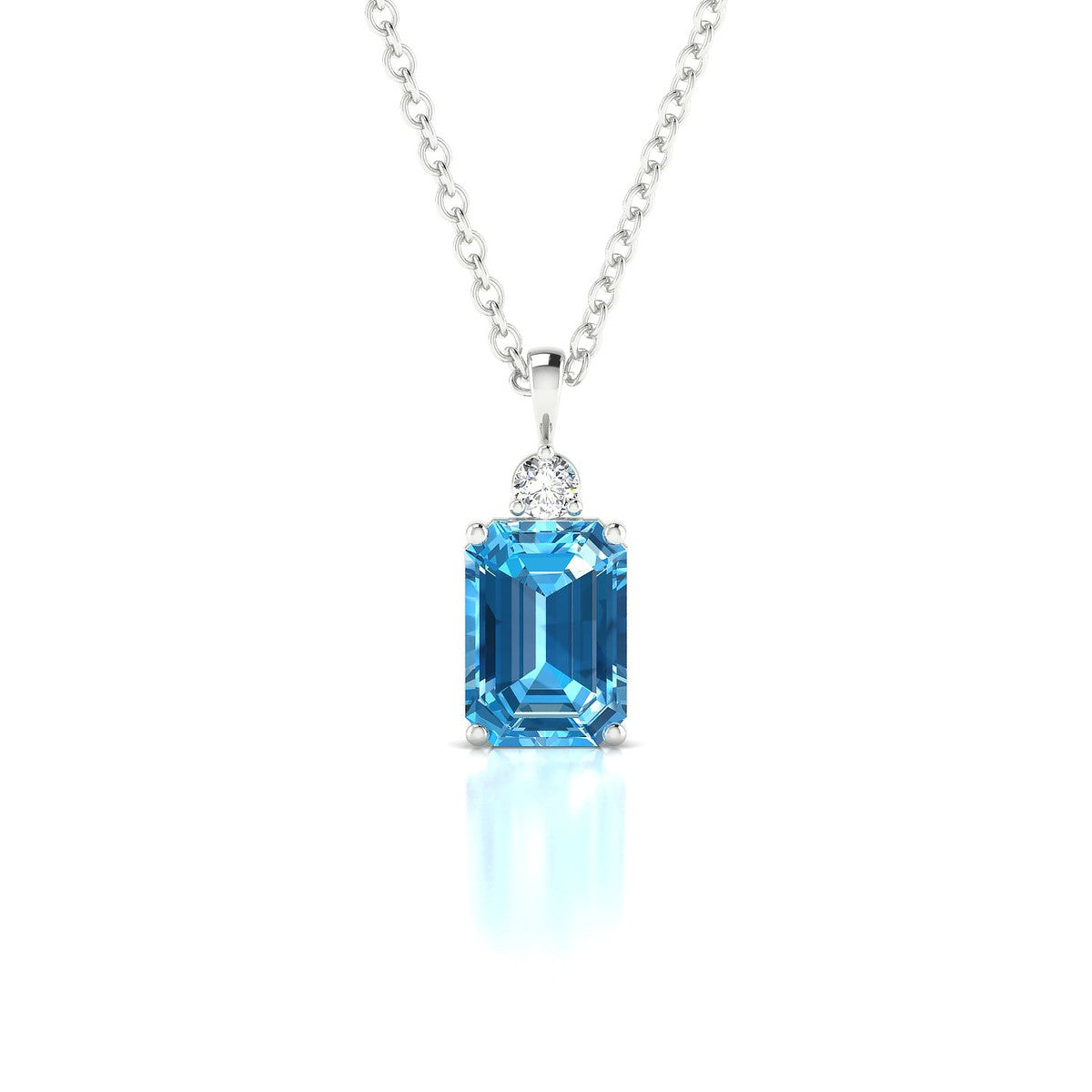 Sparkle | 18k White Gold 7 x 5 mm Emerald Topaz Pendant
