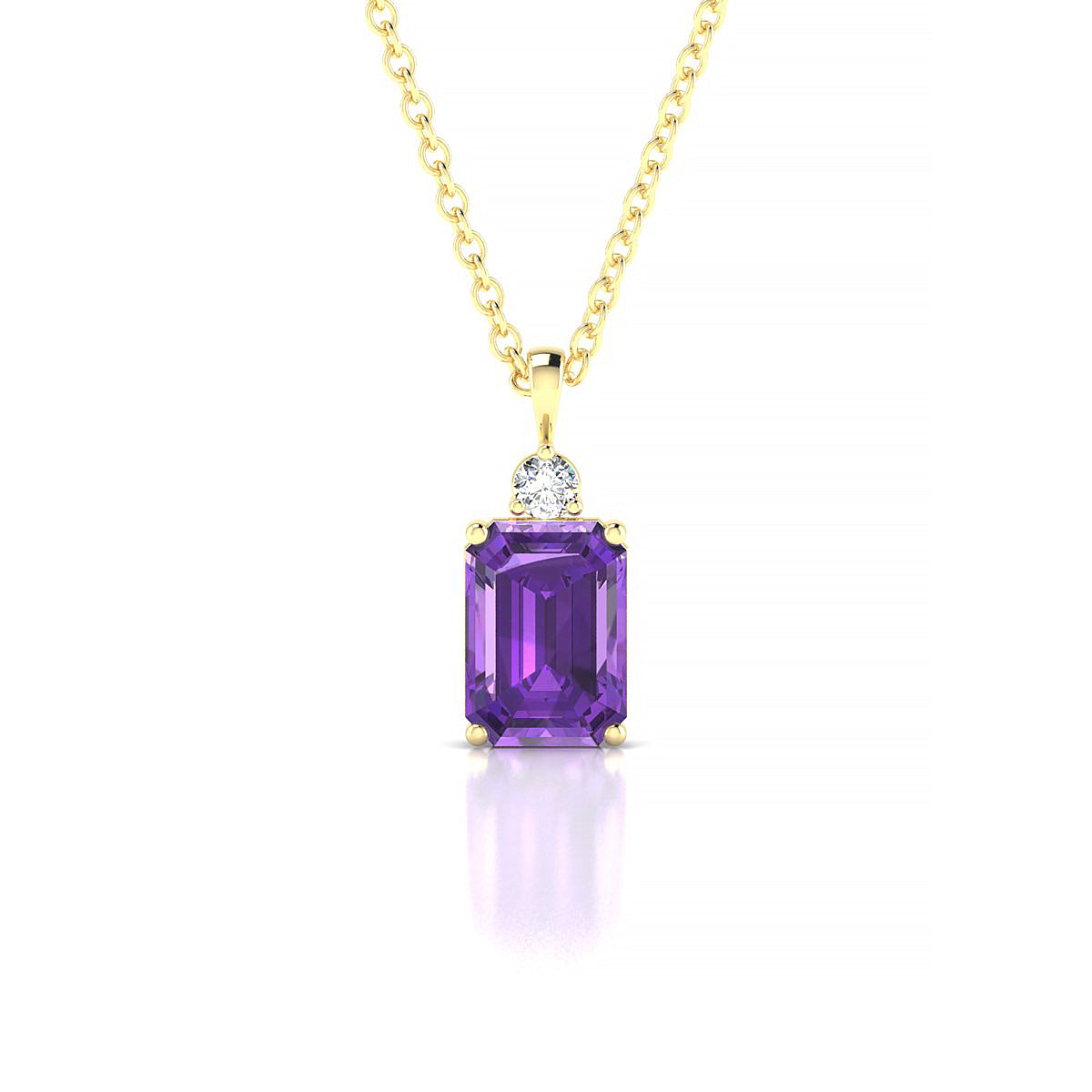 Sparkle | 18k Yellow Gold 7 x 5 mm Emerald Amethyst Pendant