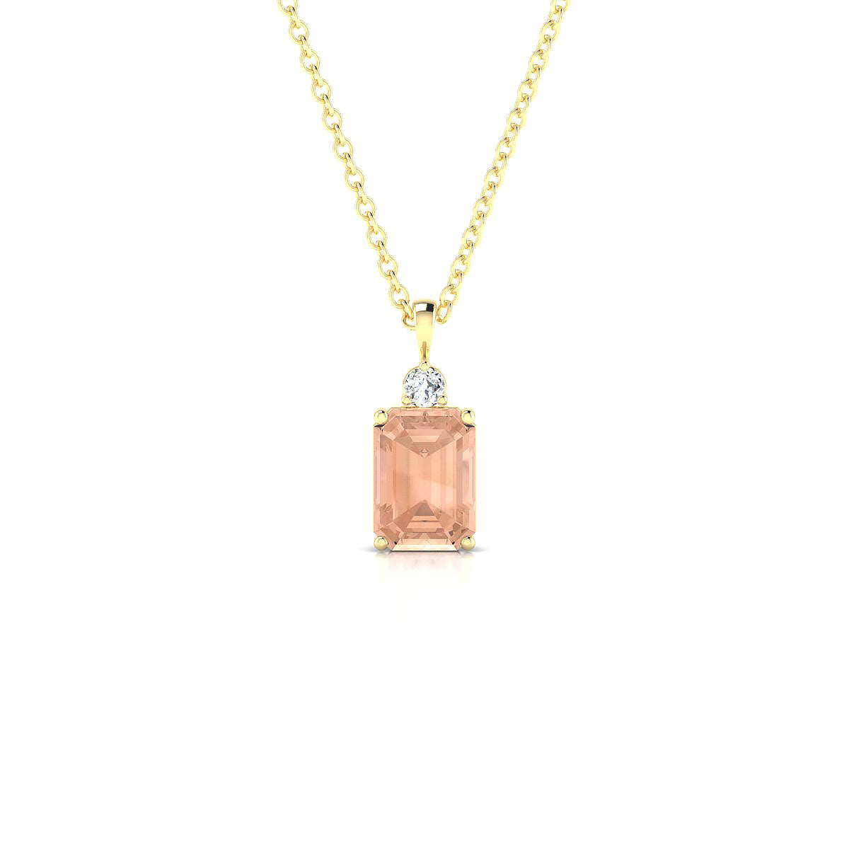 Sparkle | 18k Yellow Gold 7 x 5 mm Emerald Morganite Pendant