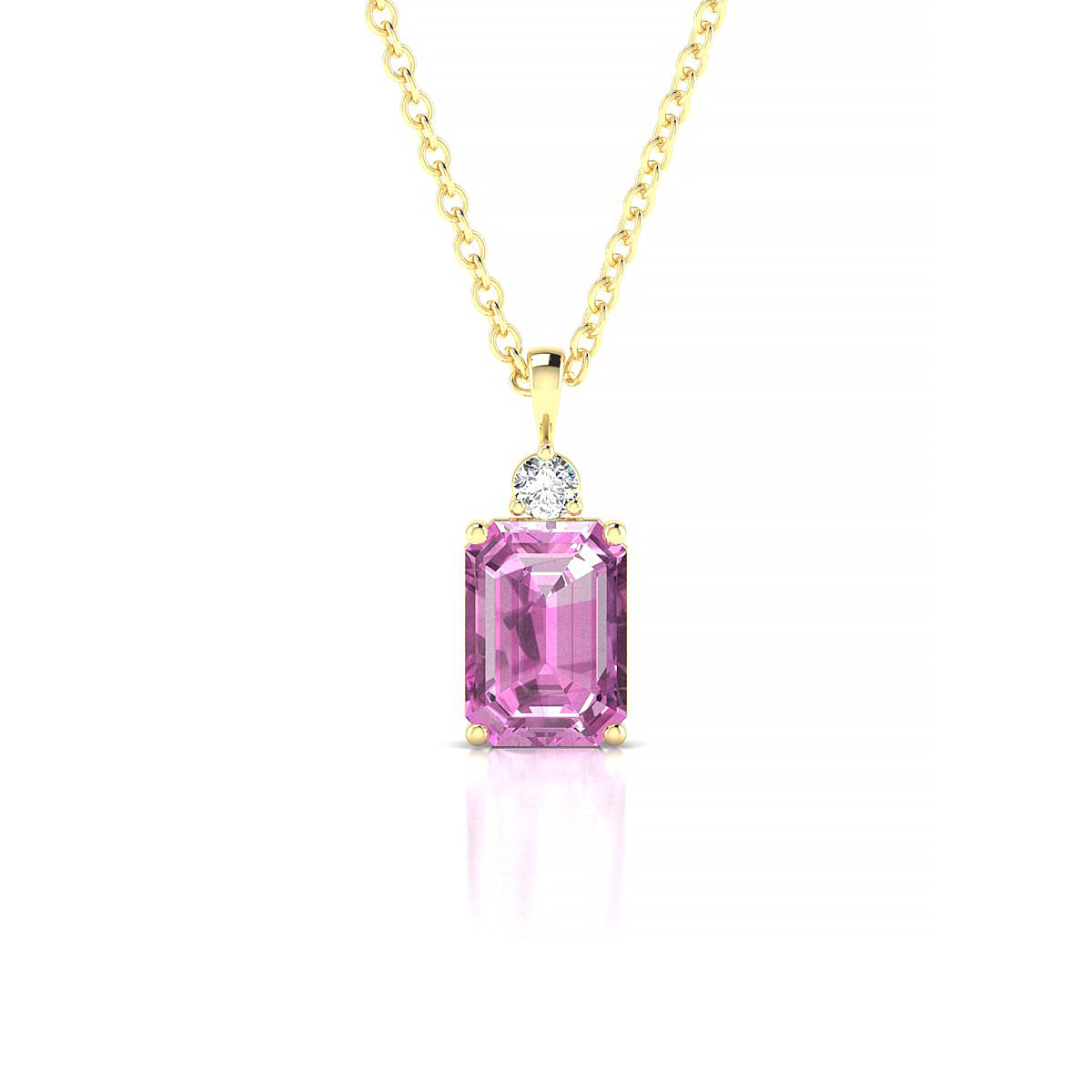 Sparkle | 18k Yellow Gold 7 x 5 mm Emerald Pink Sapphire Pendant