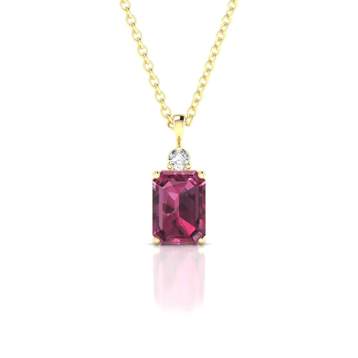 Sparkle | 18k Yellow Gold 7 x 5 mm Emerald Rhodolite Pendant