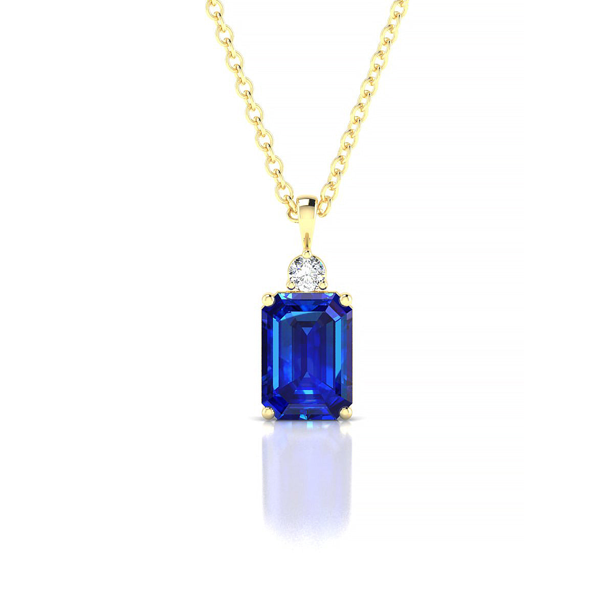 Sparkle | 18k Yellow Gold 7 x 5 mm Emerald Sapphire Pendant