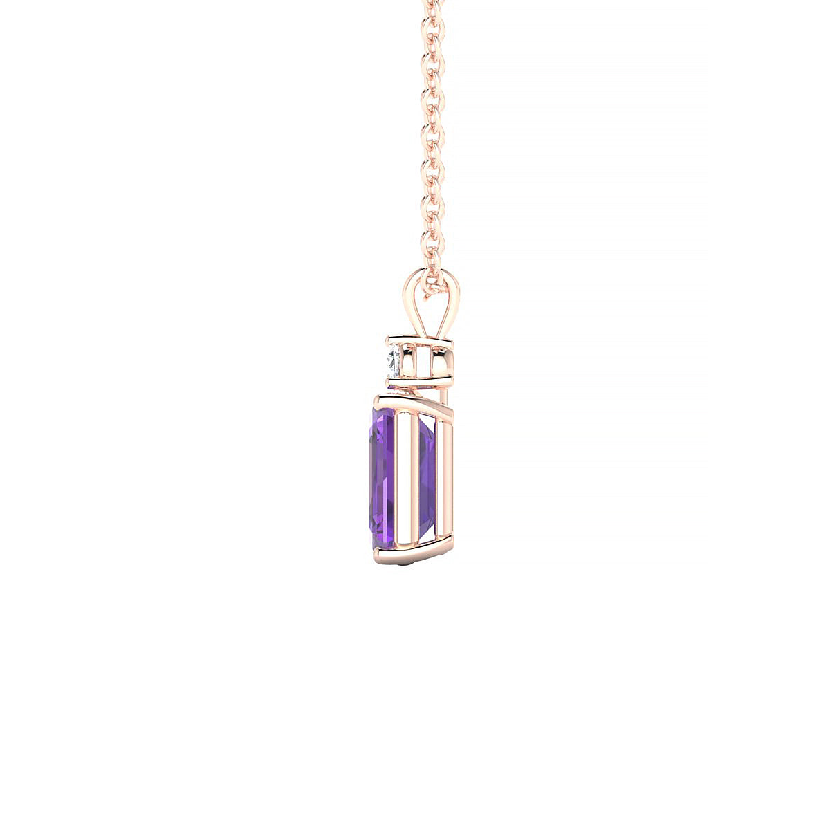 Sparkle | 18k Rose Gold 7 x 5 mm Emerald Amethyst Pendant