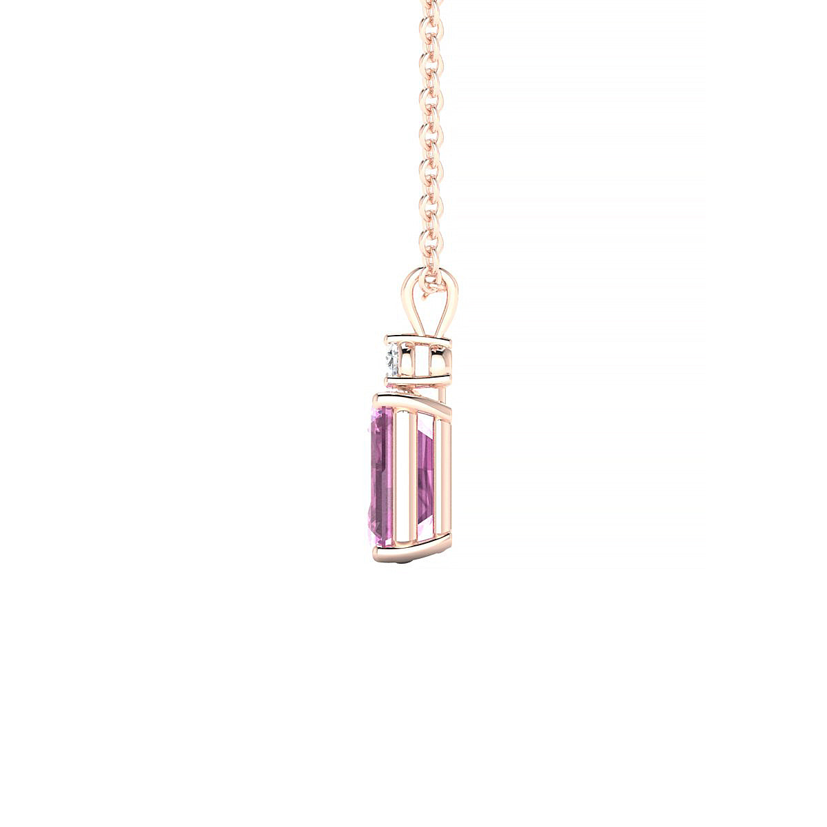 Sparkle | 18k Rose Gold 7 x 5 mm Emerald Pink Sapphire Pendant