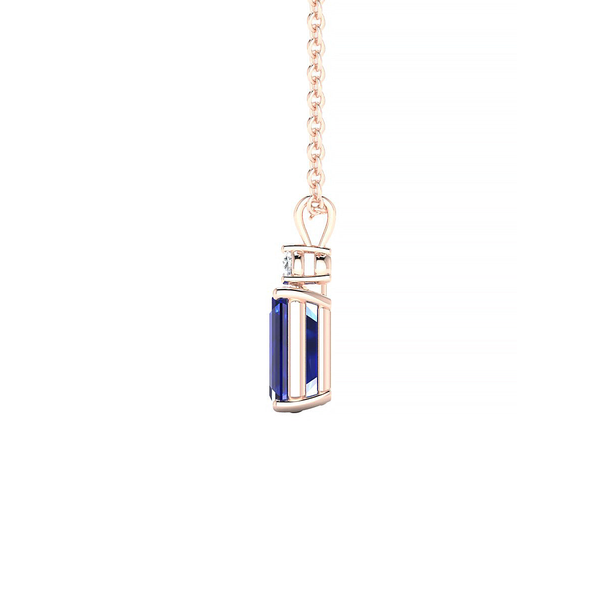 Sparkle | 18k Rose Gold 7 x 5 mm Emerald Sapphire Pendant