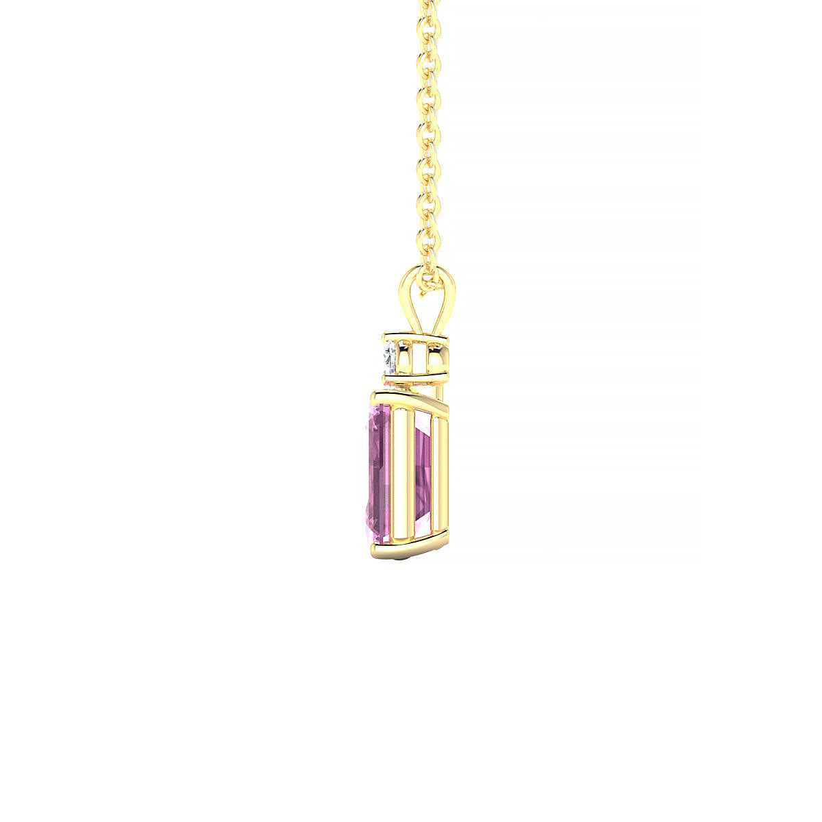 Sparkle | 18k Yellow Gold 7 x 5 mm Emerald Pink Sapphire Pendant