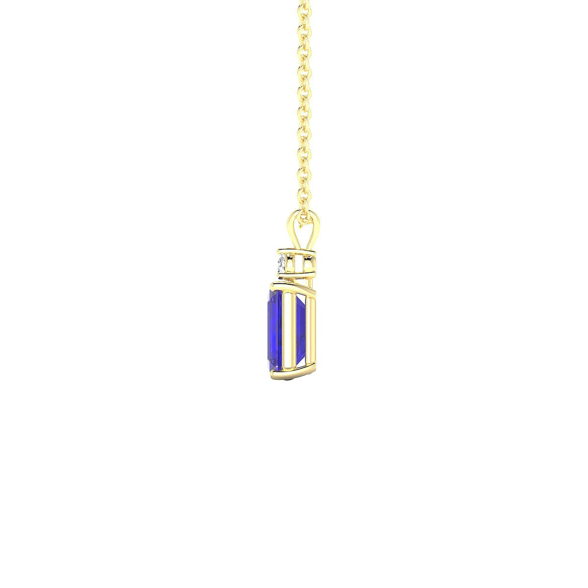 Sparkle | 18k Yellow Gold 7 x 5 mm Emerald Tanzanite Pendant