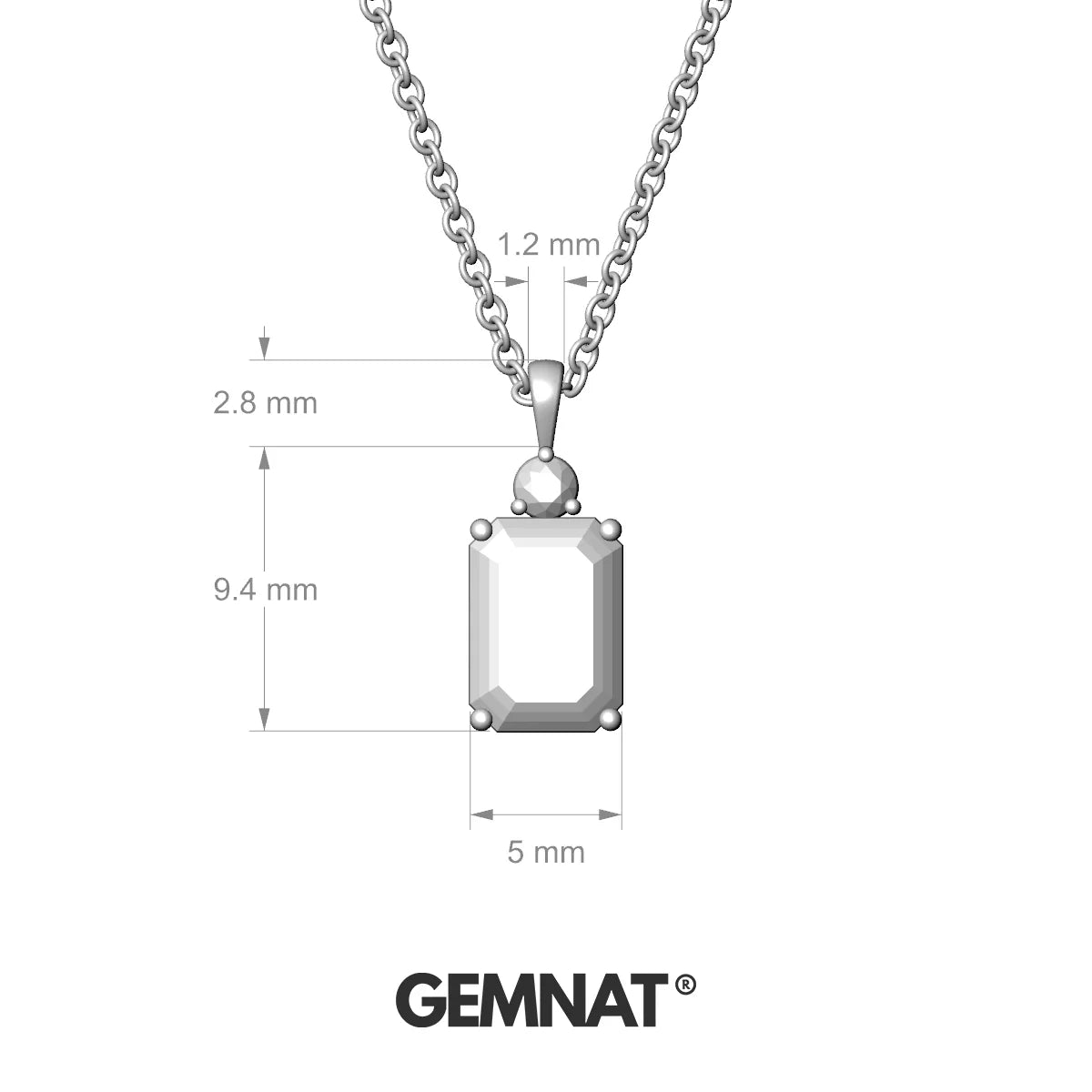 Sparkle | 18k White Gold 7 x 5 mm Emerald Amethyst Pendant