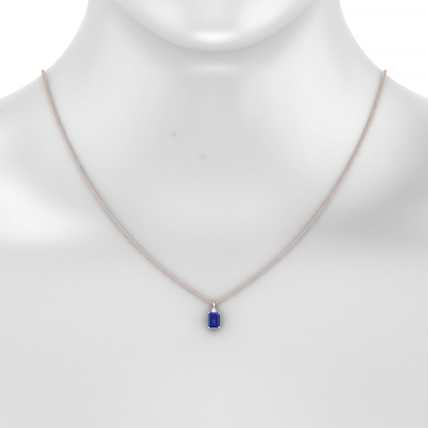 Sparkle | 18k Rose Gold 7 x 5 mm Emerald Sapphire Pendant
