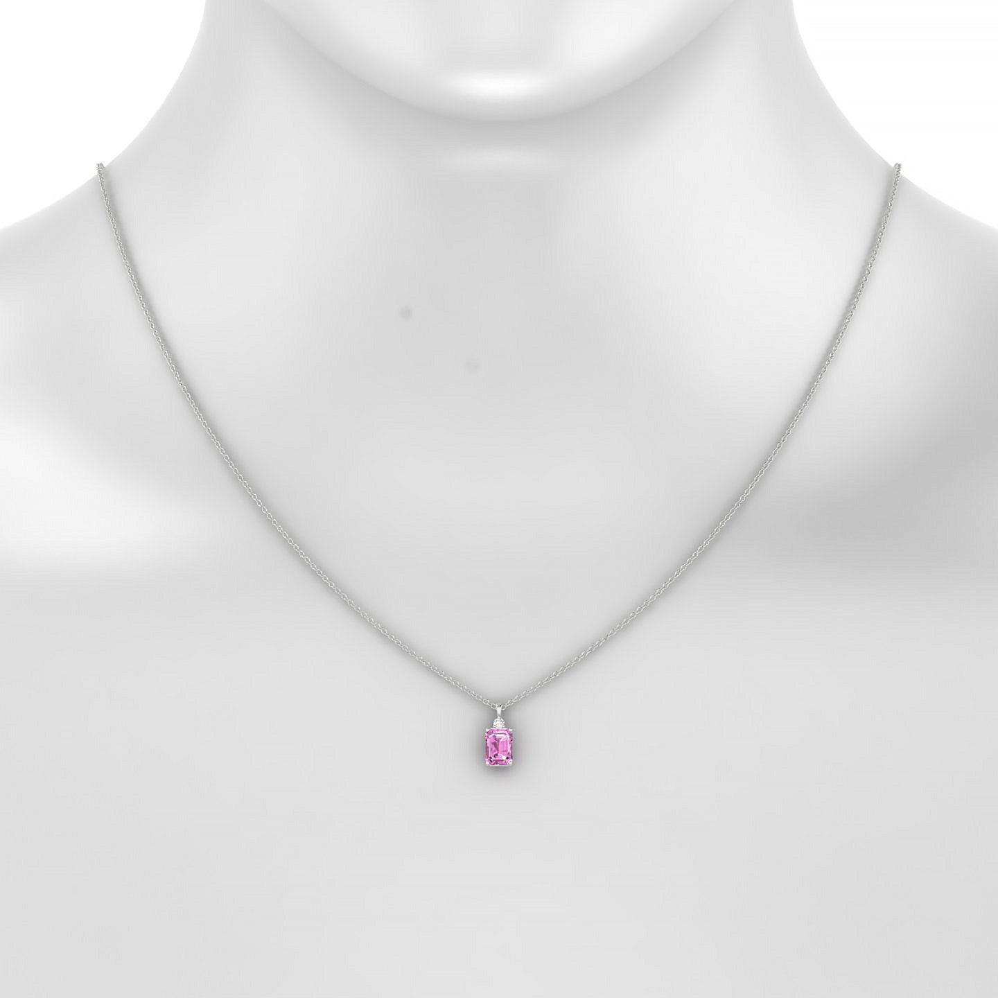 Sparkle | 18k White Gold 7 x 5 mm Emerald Pink Sapphire Pendant