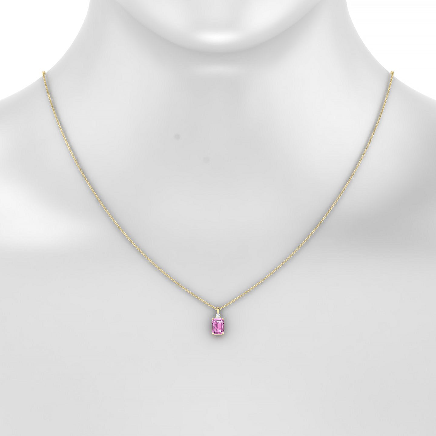 Sparkle | 18k Yellow Gold 7 x 5 mm Emerald Pink Sapphire Pendant