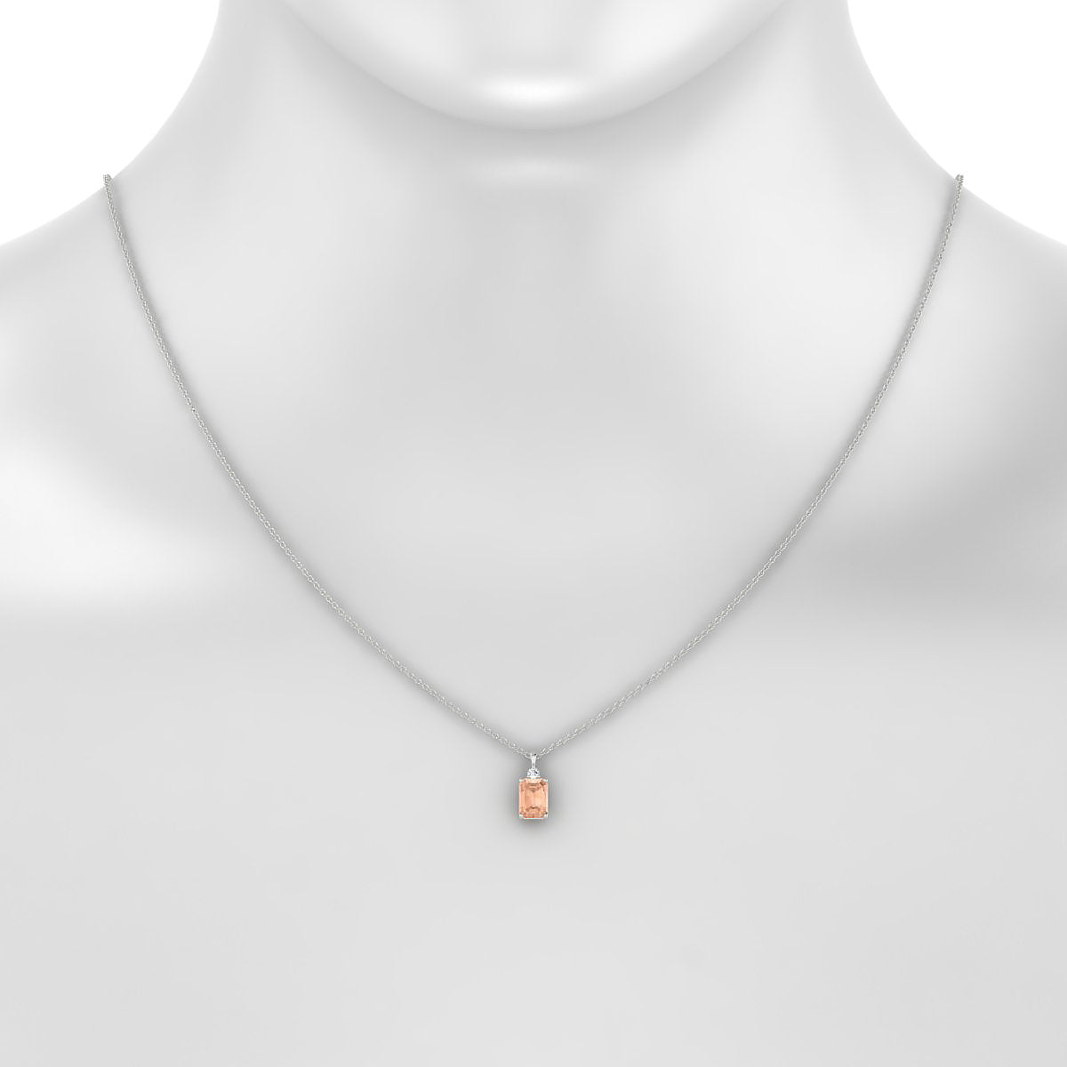 Sparkle | 18k White Gold 7 x 5 mm Emerald Morganite Pendant
