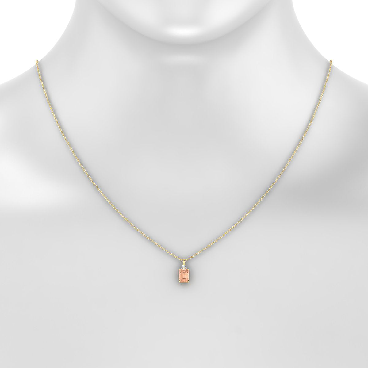 Sparkle | 18k Yellow Gold 7 x 5 mm Emerald Morganite Pendant
