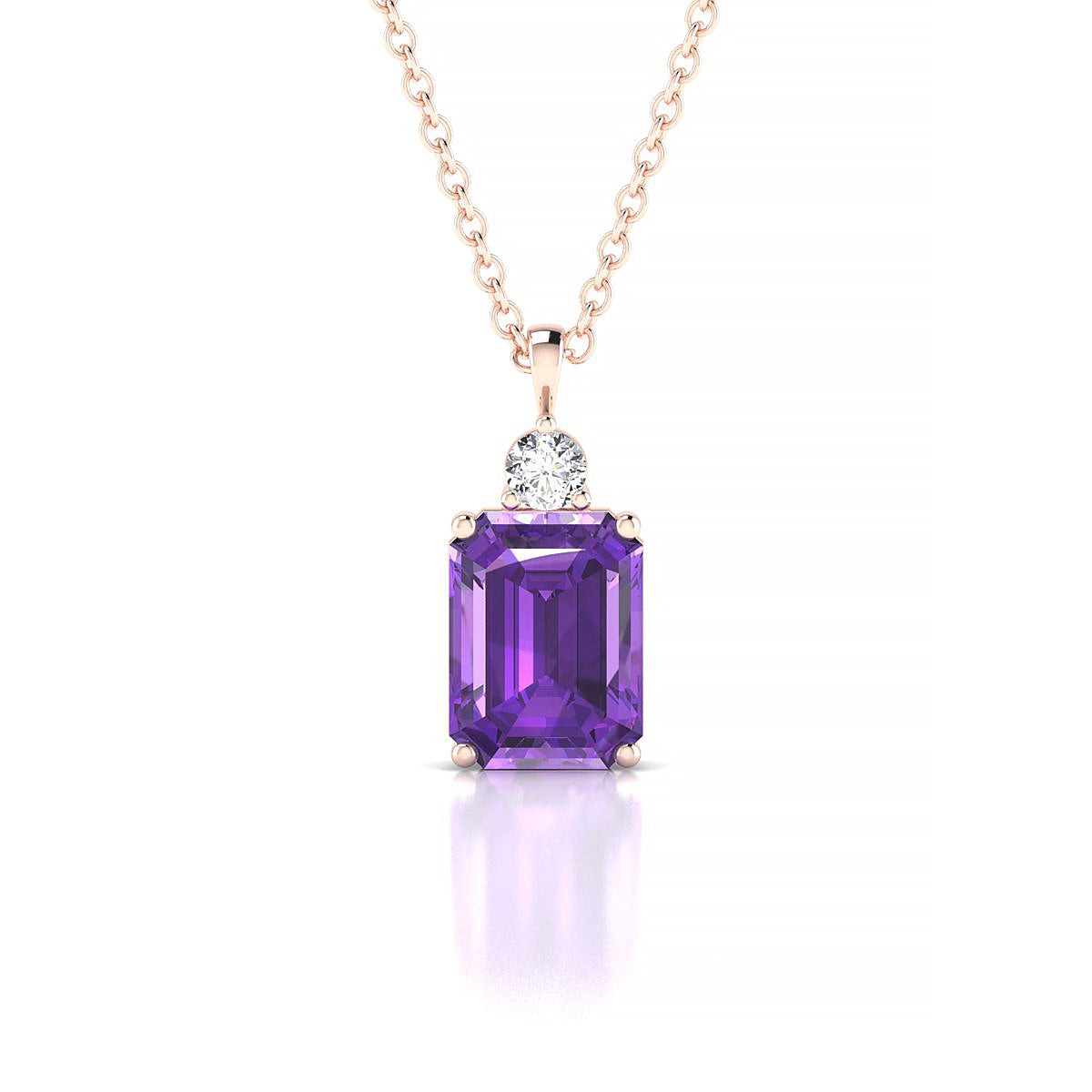 Sparkle | 18k Rose Gold 8 x 6 mm Emerald Amethyst Pendant